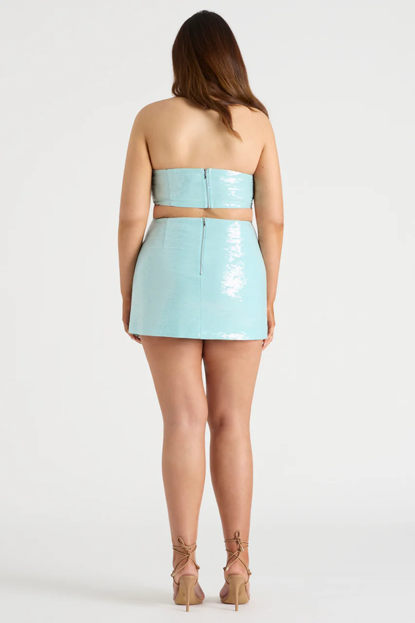THE SEQUIN BANDEAU - AQUA