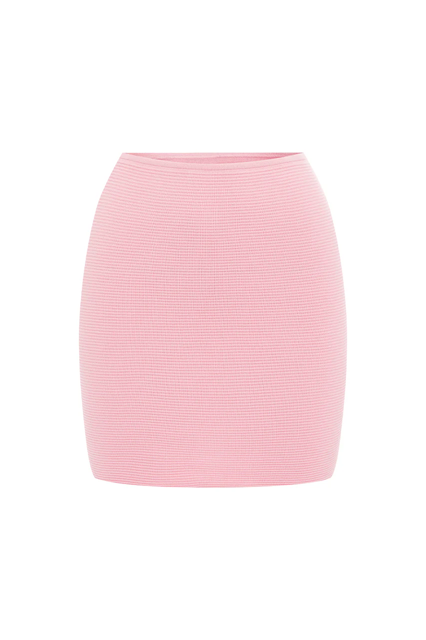 THE KNIT MINI SKIRT - PINK