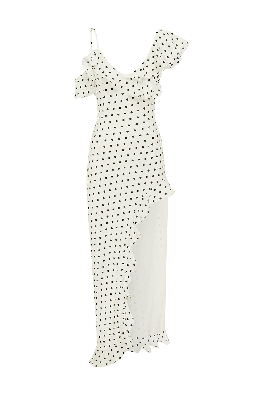 KARLITA MAXI DRESS - WHITE POLKA