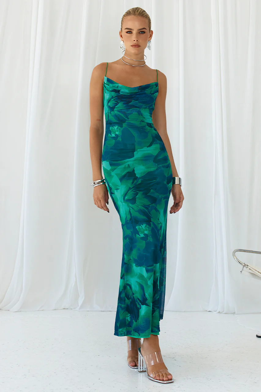 KAPRI SLIP DRESS - GREEN FLORAL