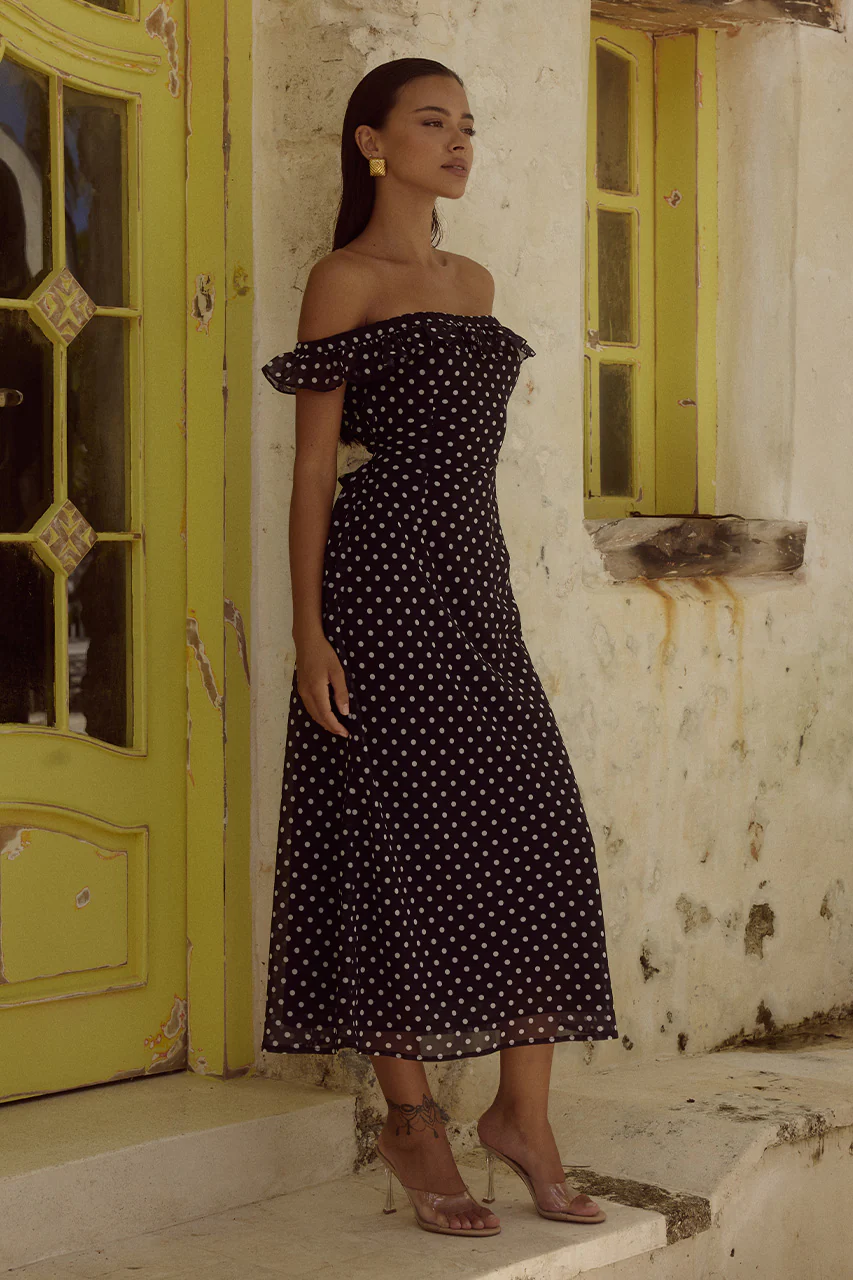 LAYANA MIDI DRESS - BLACK/WHITE