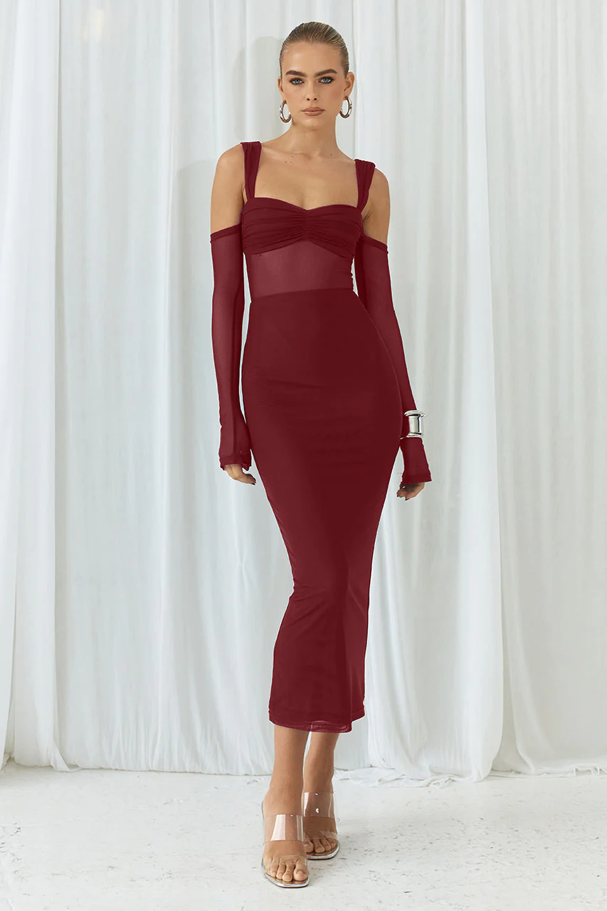 LAMOURA MIDI DRESS  - WINE