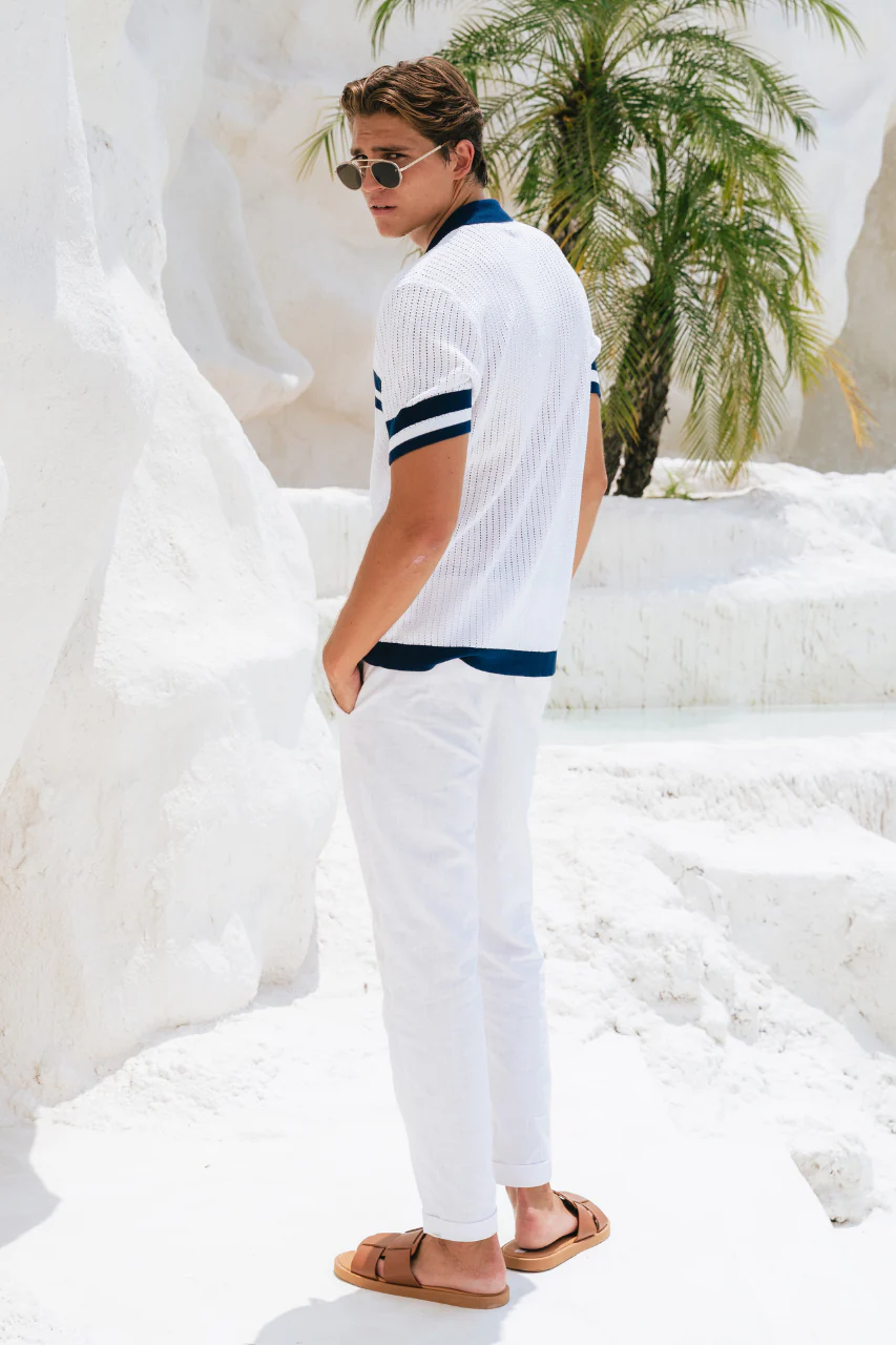 OWEN SHIRT - WHITE/NAVY