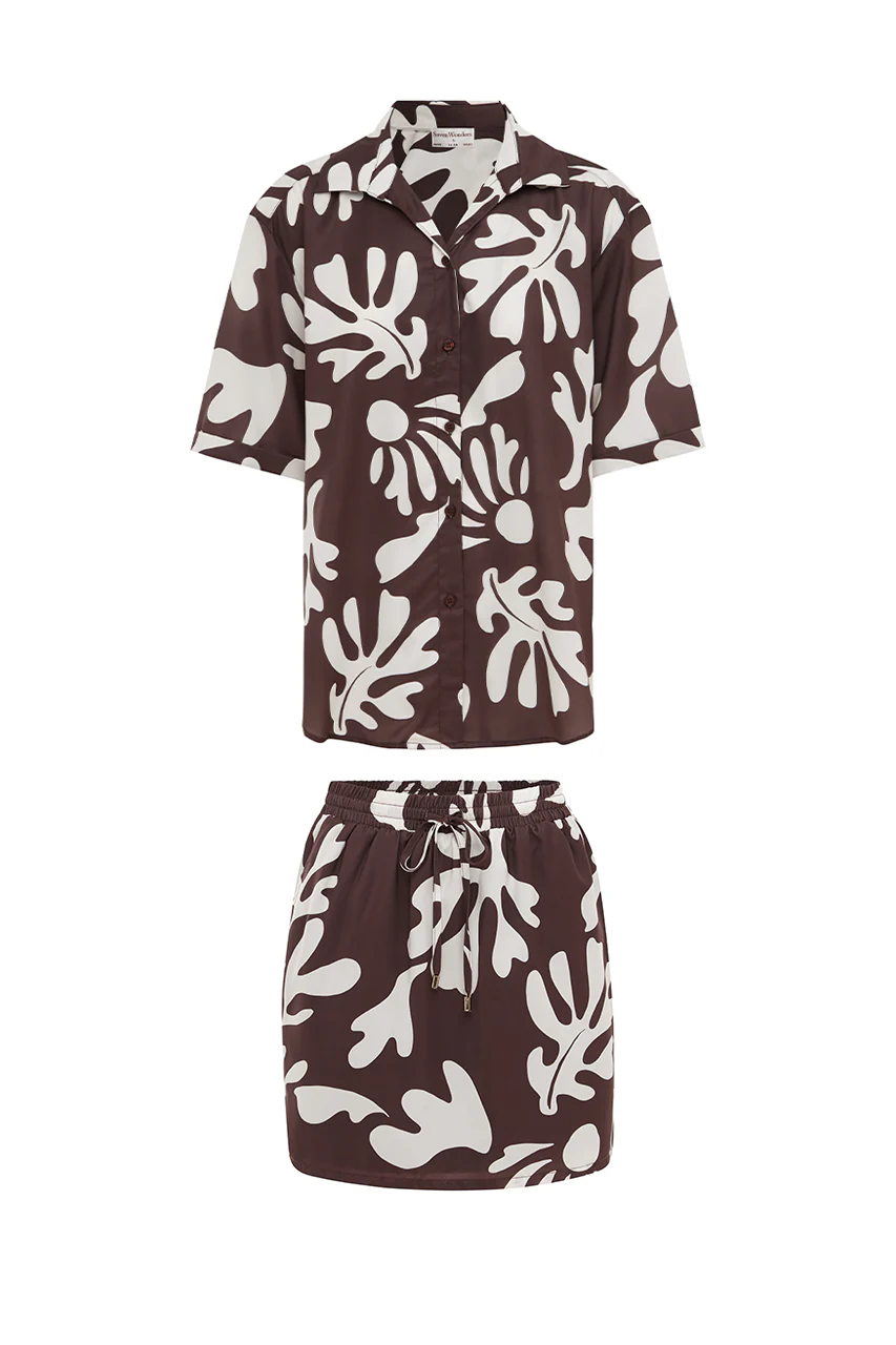 ACADIA SHORT SLEEVE SHIRT - CHOCOLATE BOTANICA
