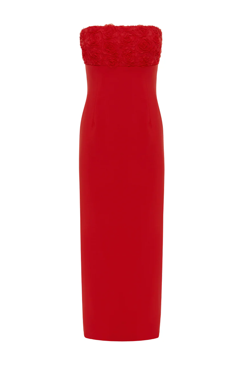 LOTTIE MIDI DRESS - RED