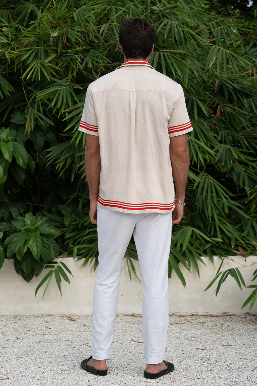AKONI SHIRT - SAND/RED