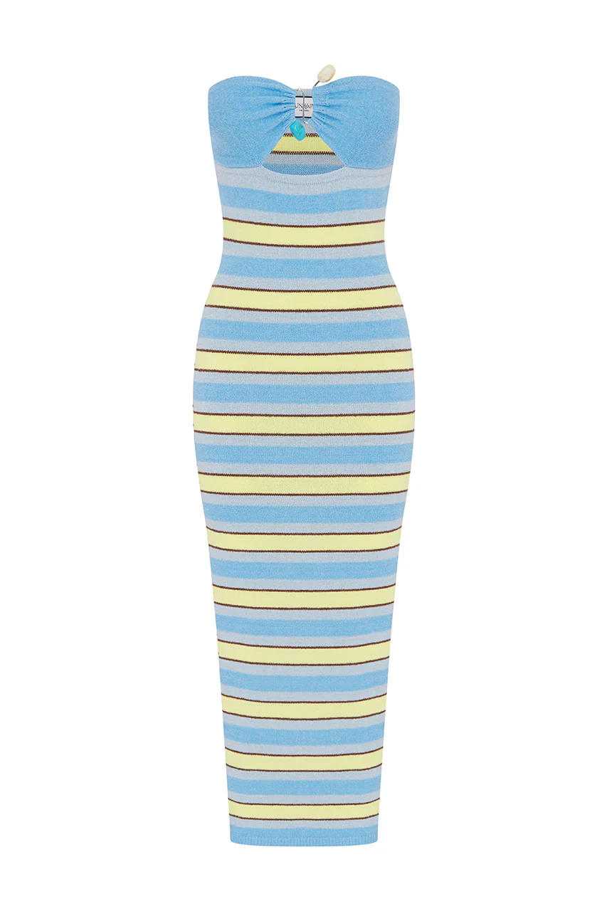 SYBIL MIDI DRESS - BLUE MULTI