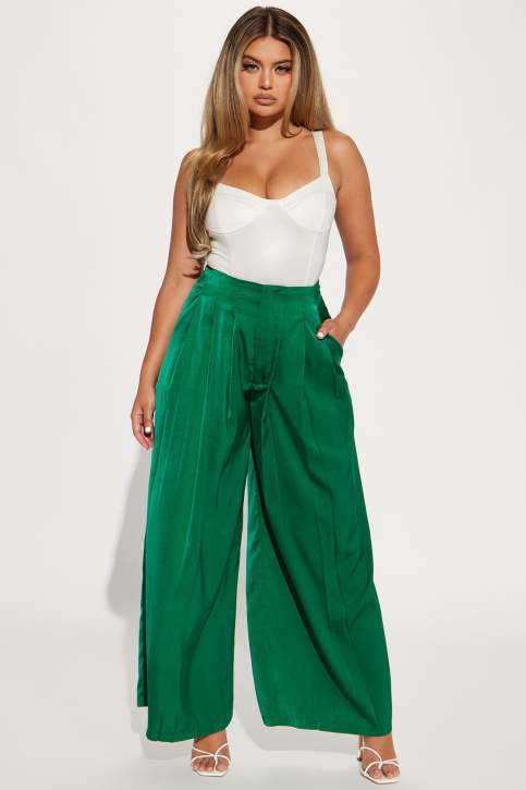 Adina Satin Trouser - Emerald