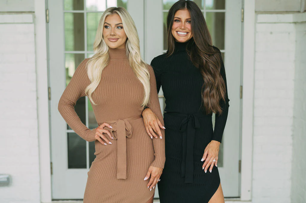 Blakely Ribbed Knit Dress Black