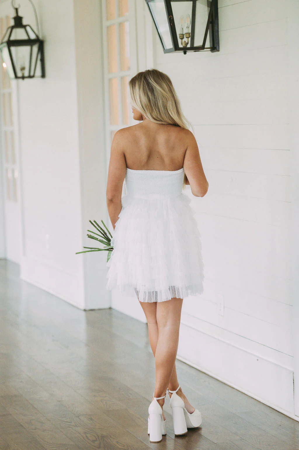 Strapless Dotted Mesh Dress