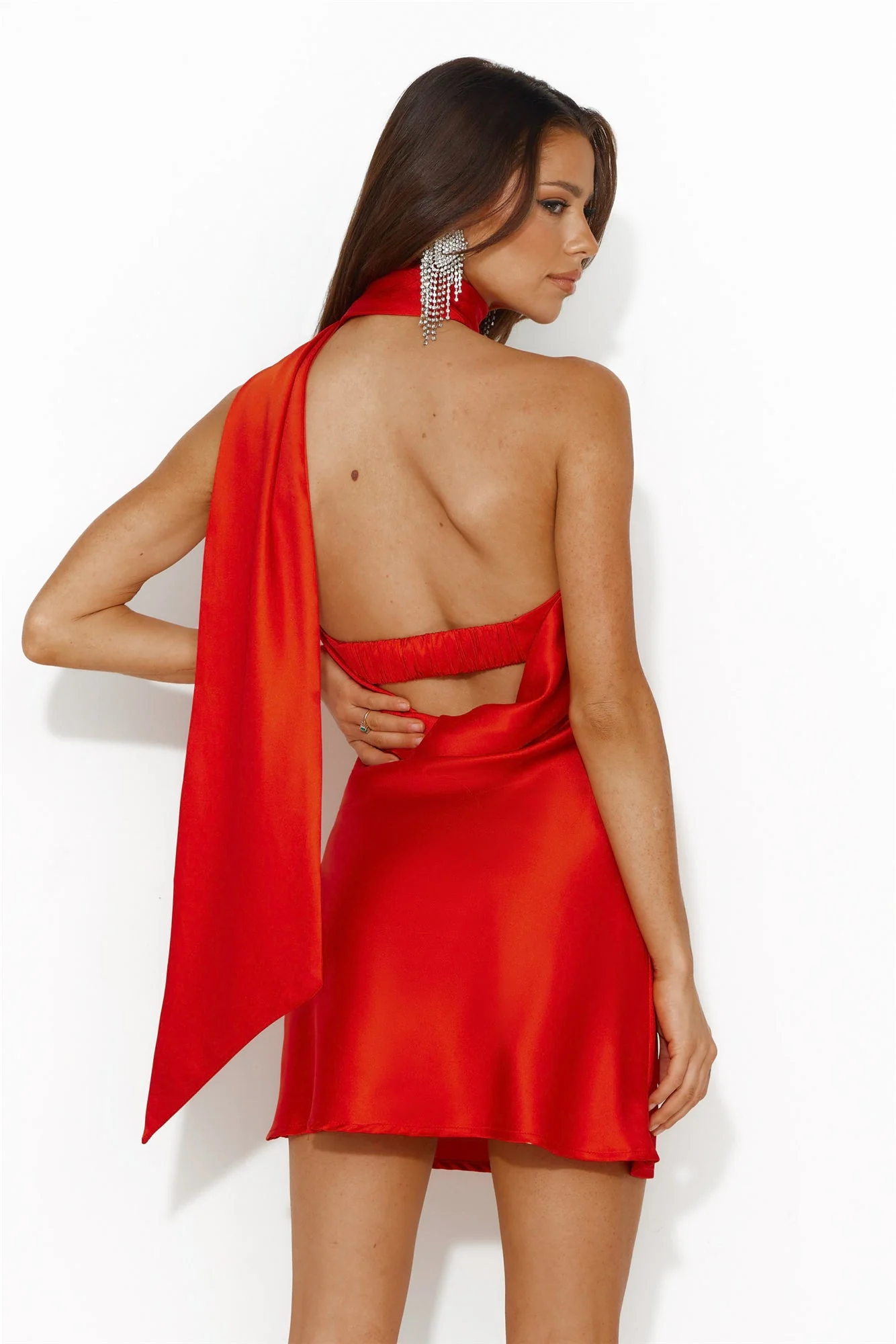 Luxe Arrival Satin Mini Dress Red