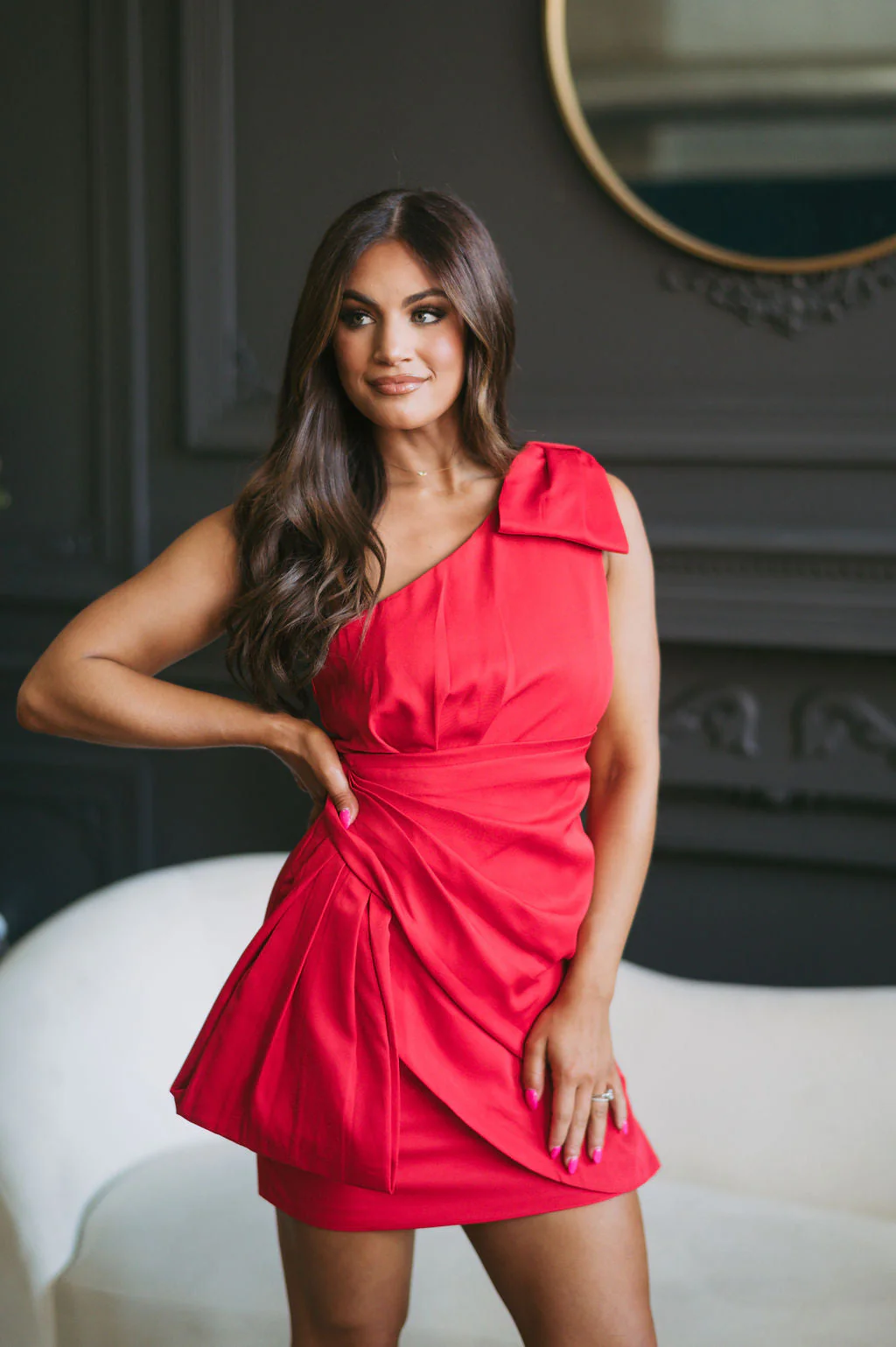 Bowen One Shoulder Dress Red