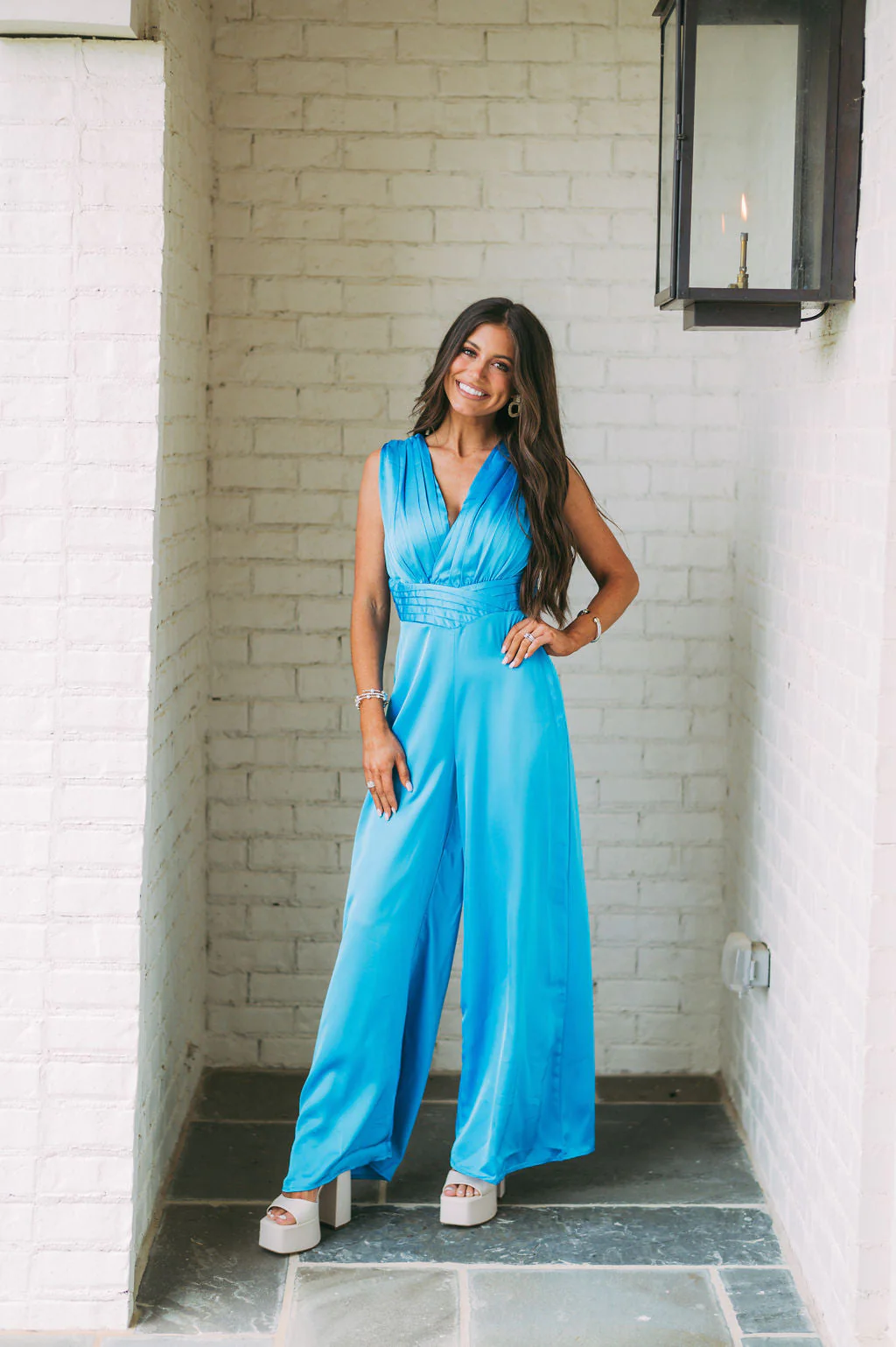 Satin V-Neck Jumpsuit
