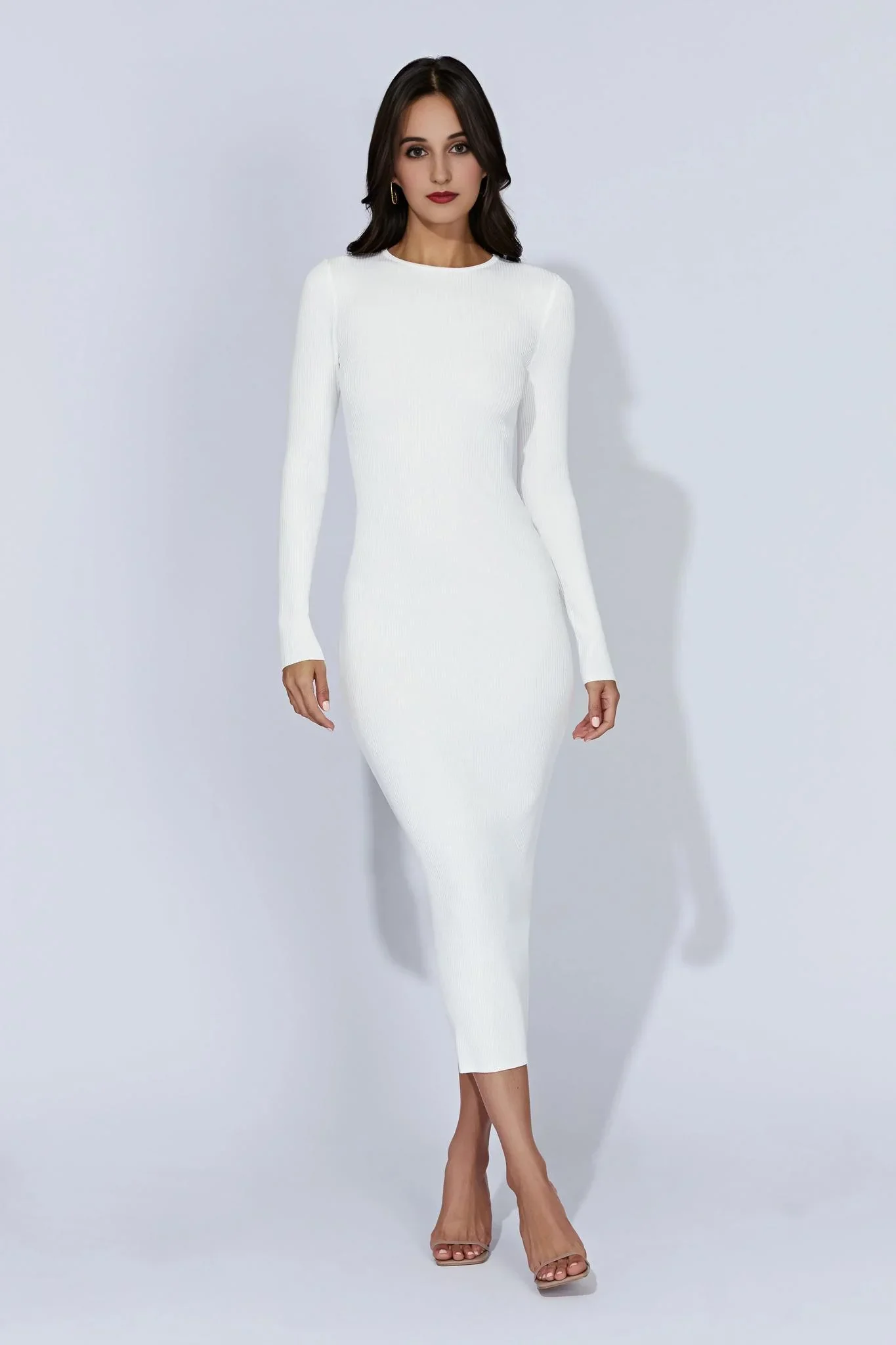 Rowen Long Sleeve Midi Dress - White