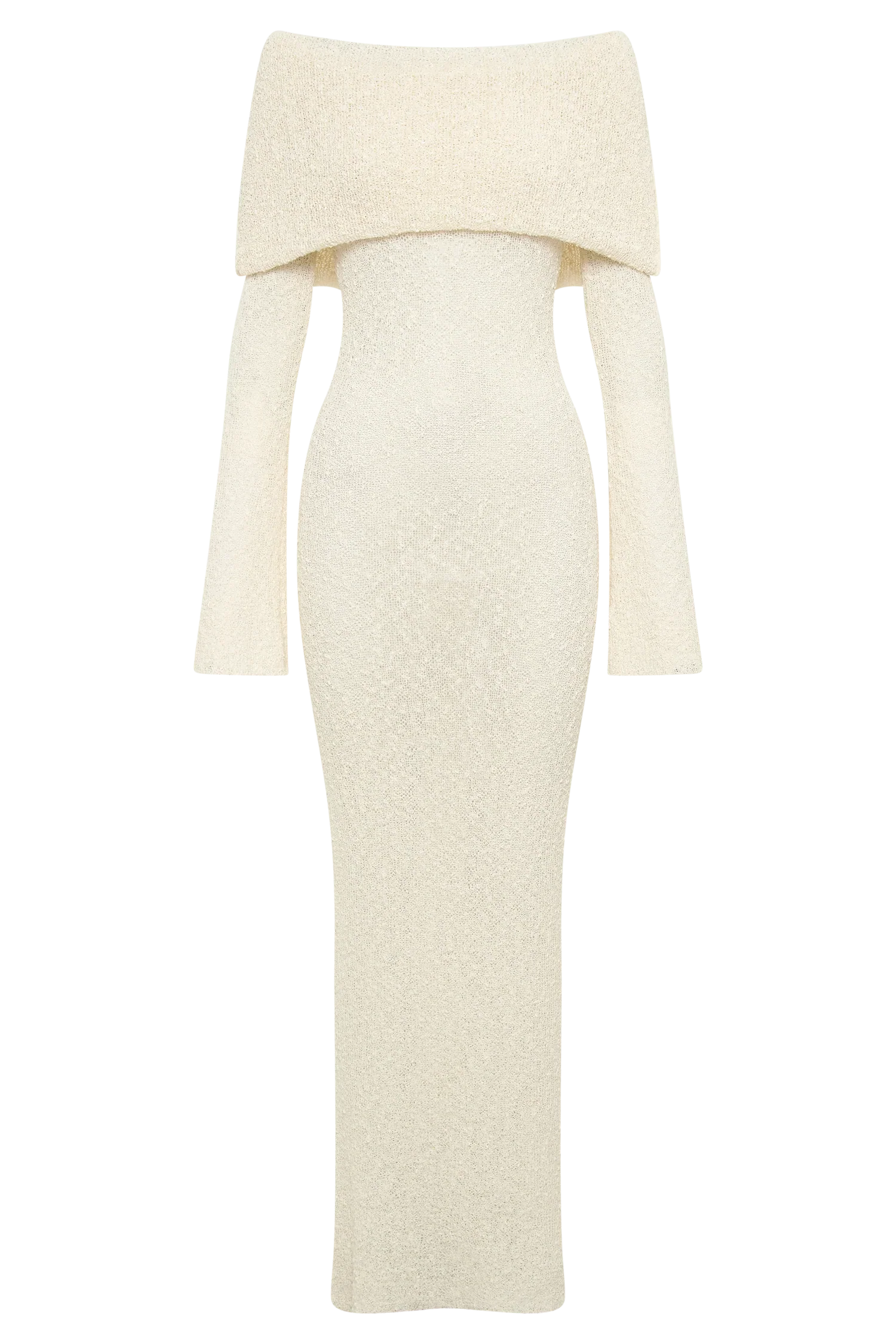 Marisol Off Shoulder Boucle Maxi Dress - Ivory