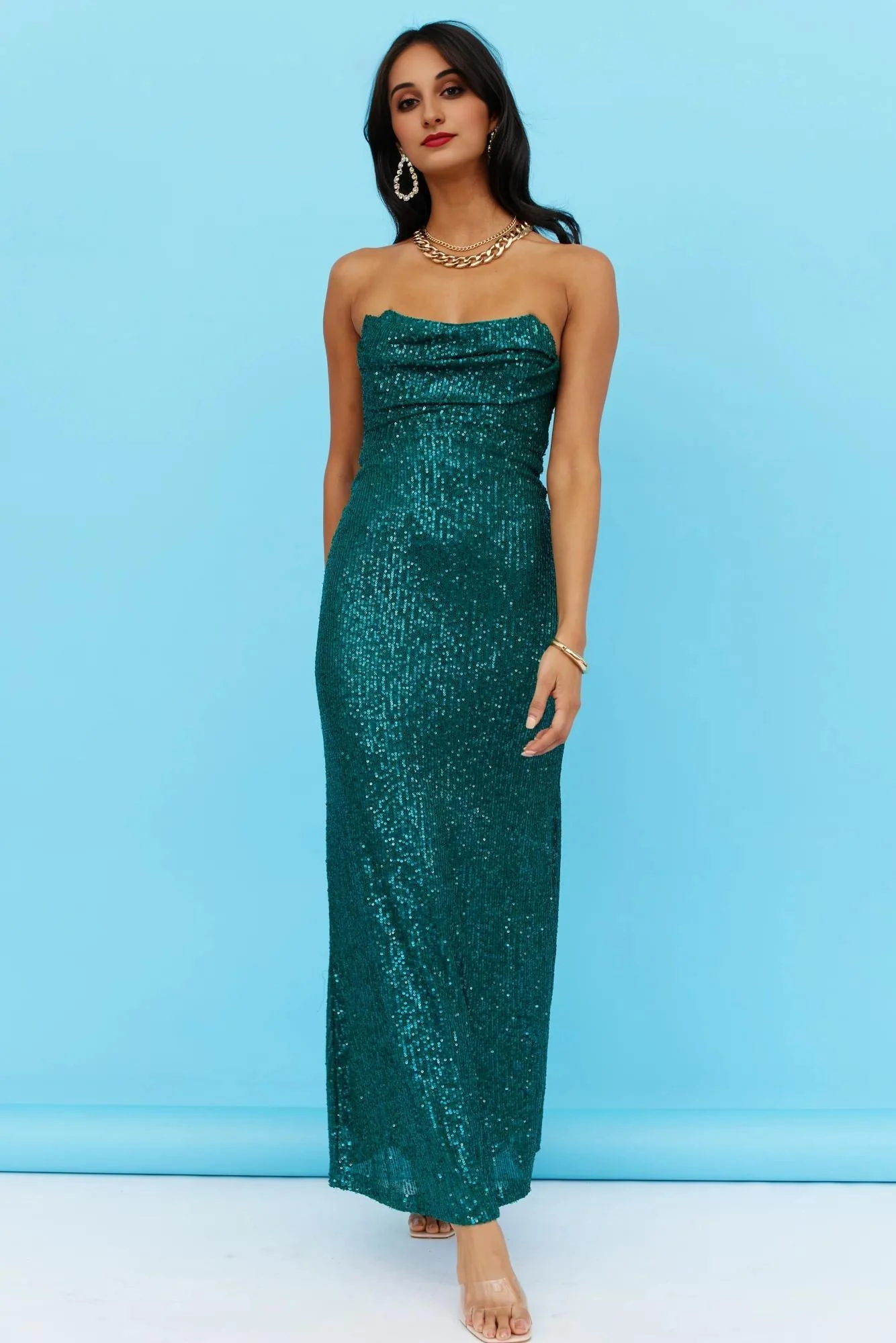 Finest Words Maxi Dress Green Sequin