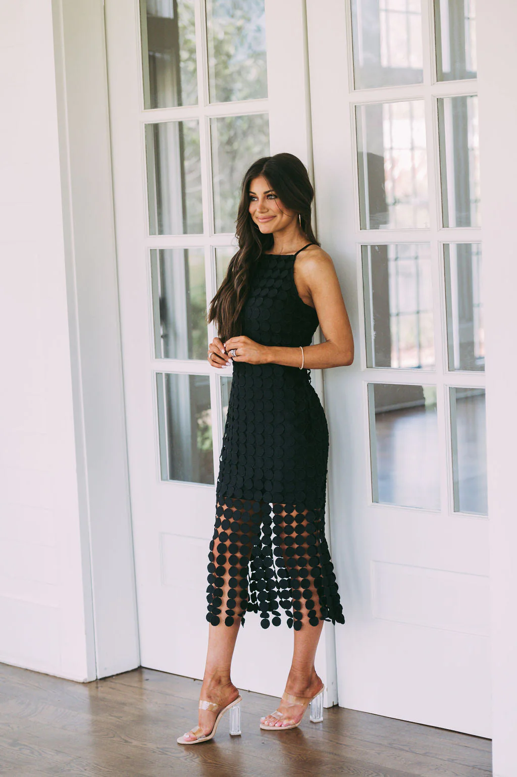 Circular Fringed Midi DressBlack
