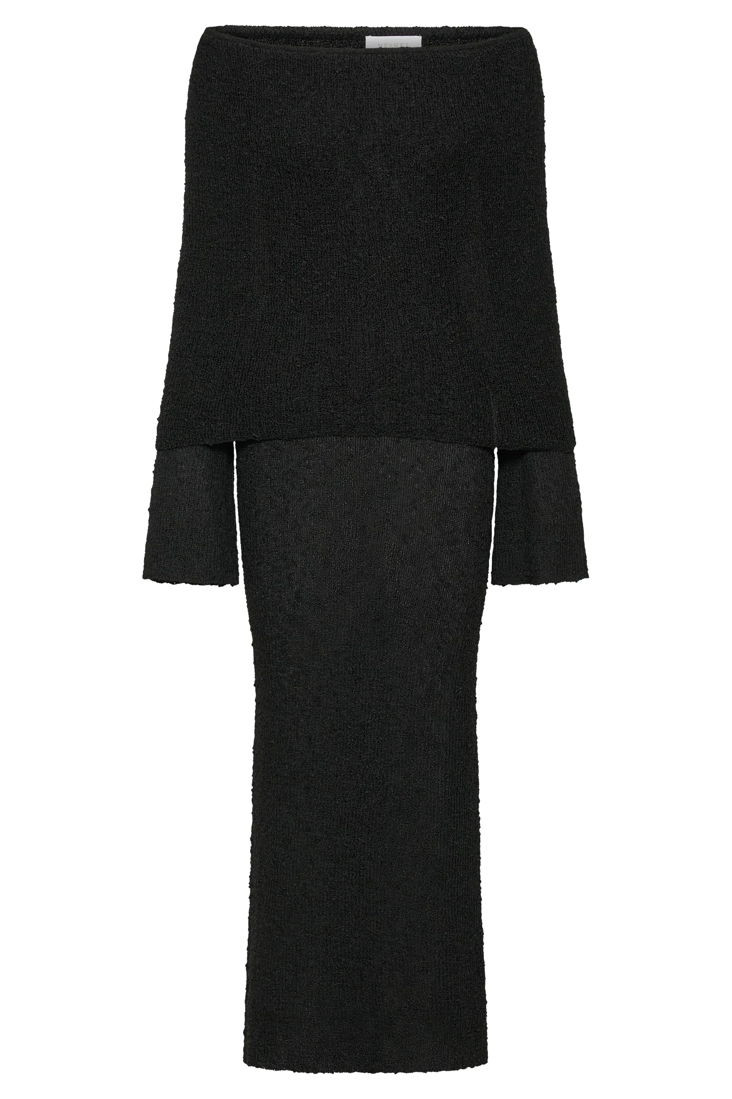 Marisol Off Shoulder Boucle Maxi Dress - Black