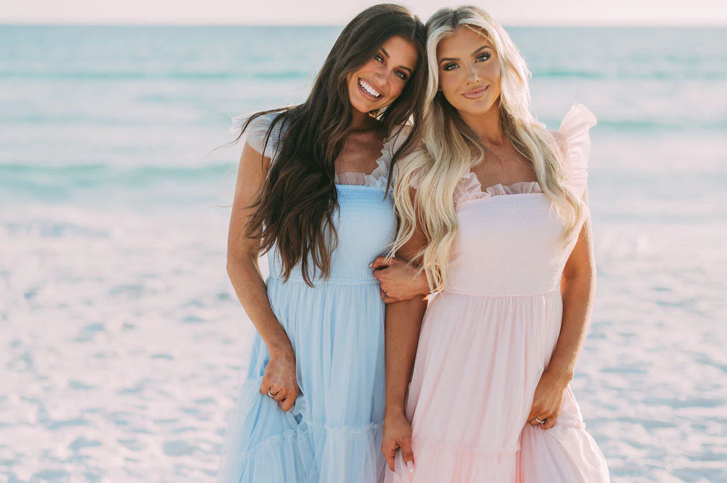 Meleah Tulle Maxi Dress-Light Blue