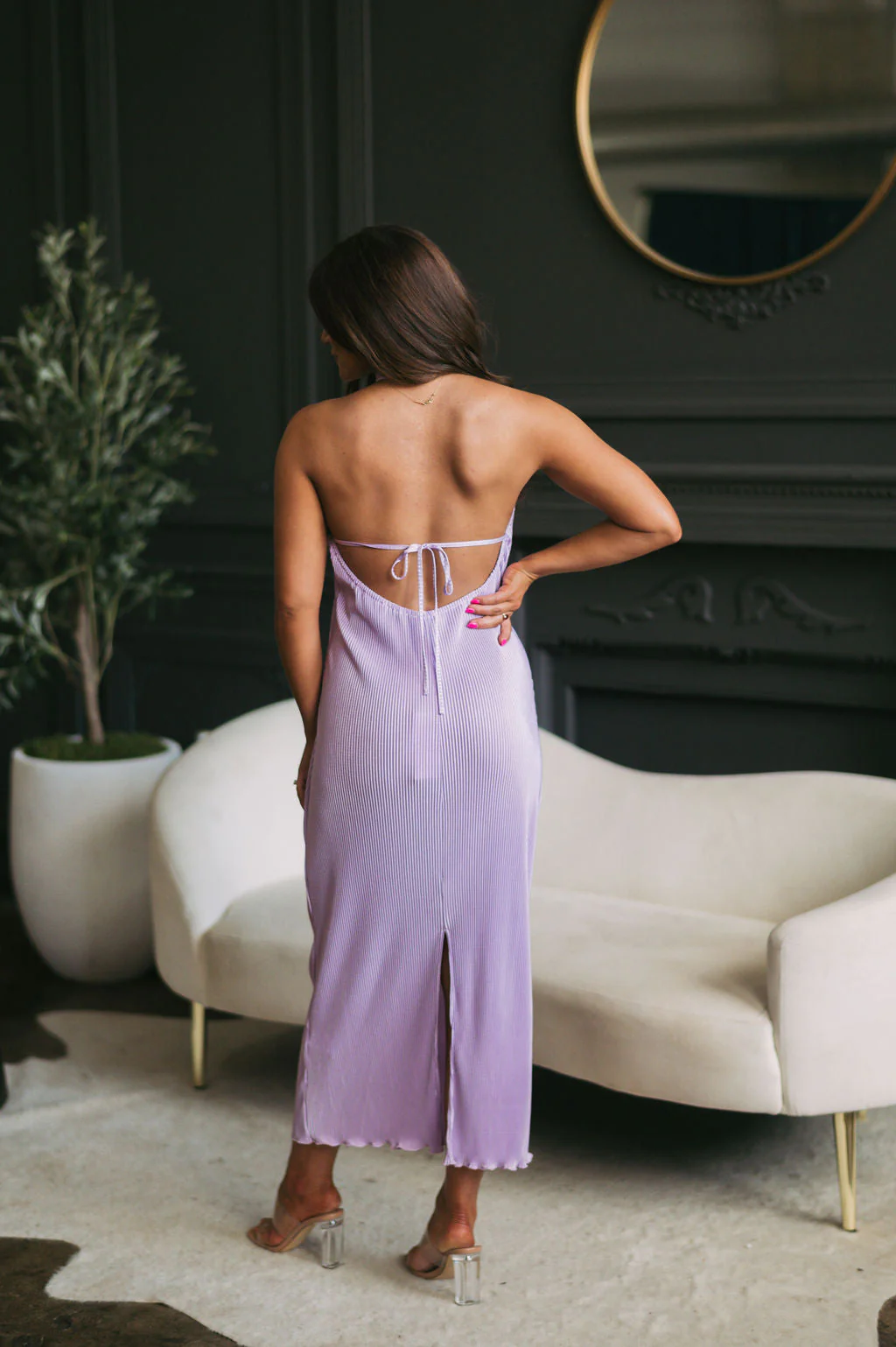 Cara Halter Pleated DressLavender