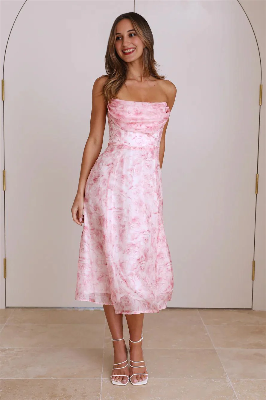Fancy Day Midi Dress Pink