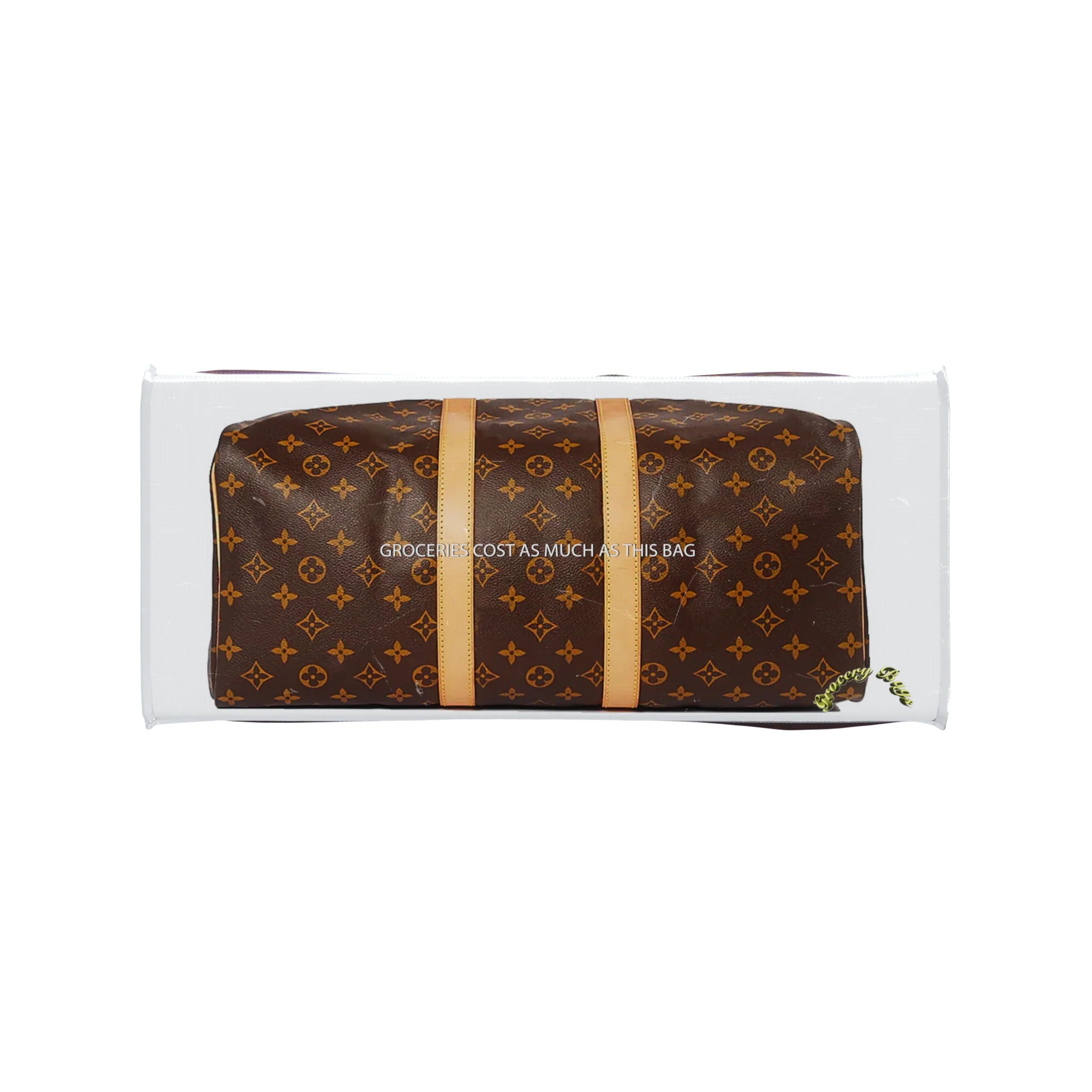 TITA ELVIE DUFFLE GROCERY BAG, BROWN CANVAS, LARGE