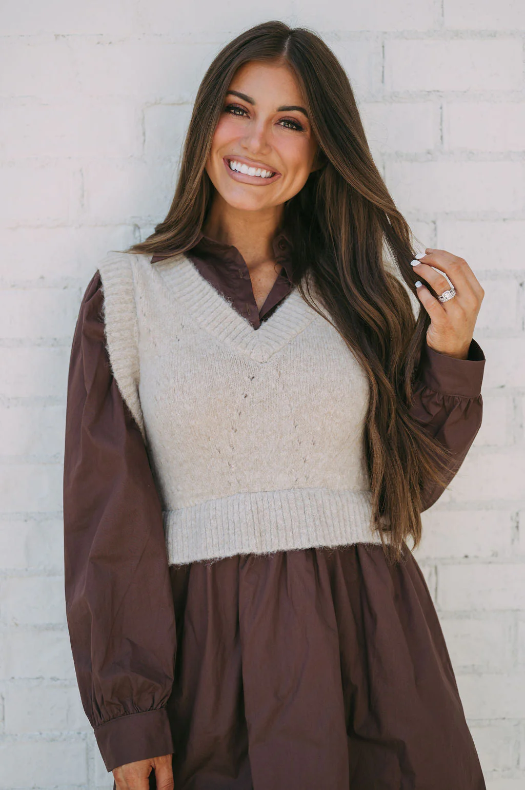 Sweater Vest Dress Chocolate