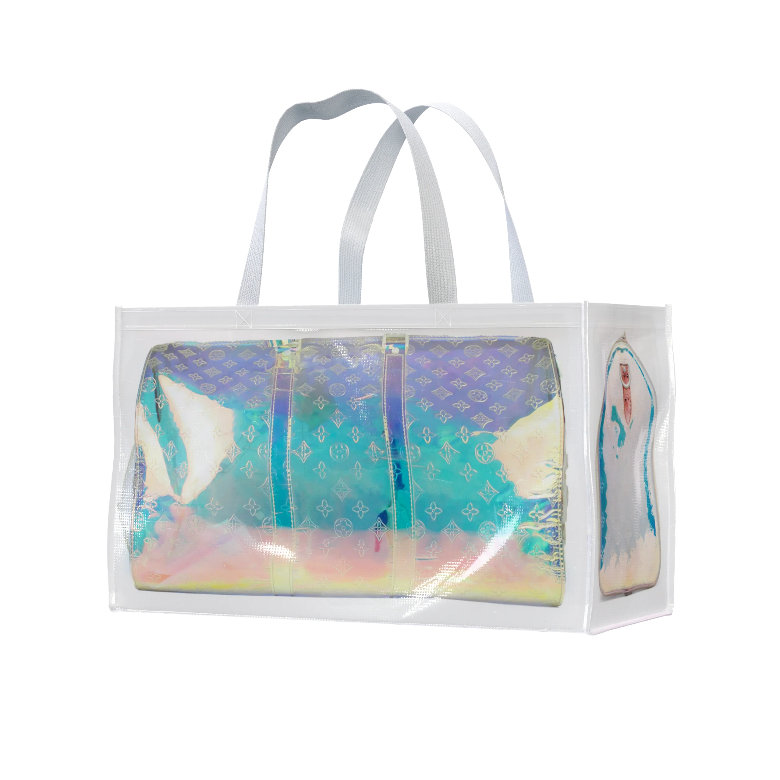 TITA ELVIE DUFFLE GROCERY BAG, BROWN CANVAS, LARGE