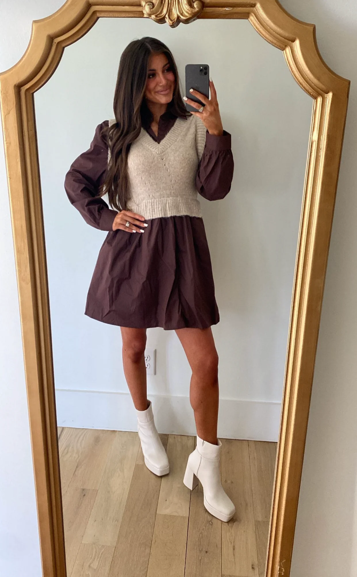 Sweater Vest Dress Chocolate
