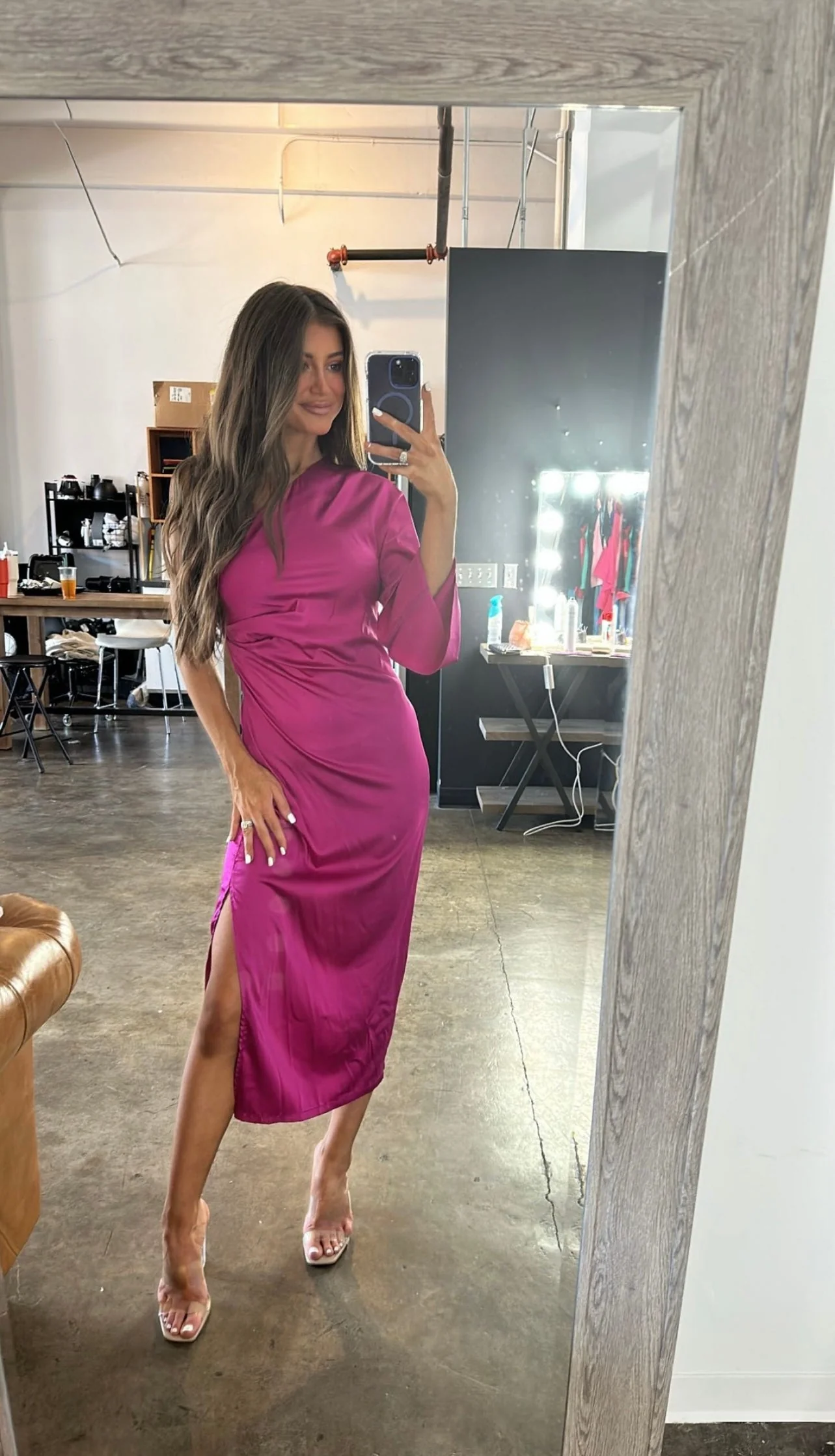 Melanie Satin Midi Dress Berry