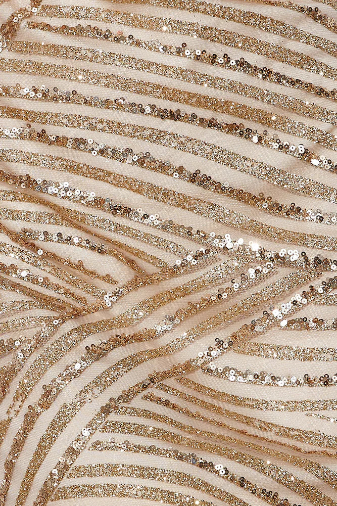 Shimmering Star Sequin Mini Dress Gold