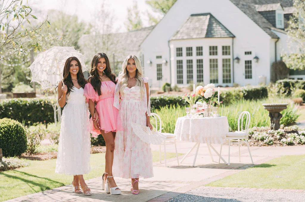 Rosie Shoulder Tie Midi DressPink