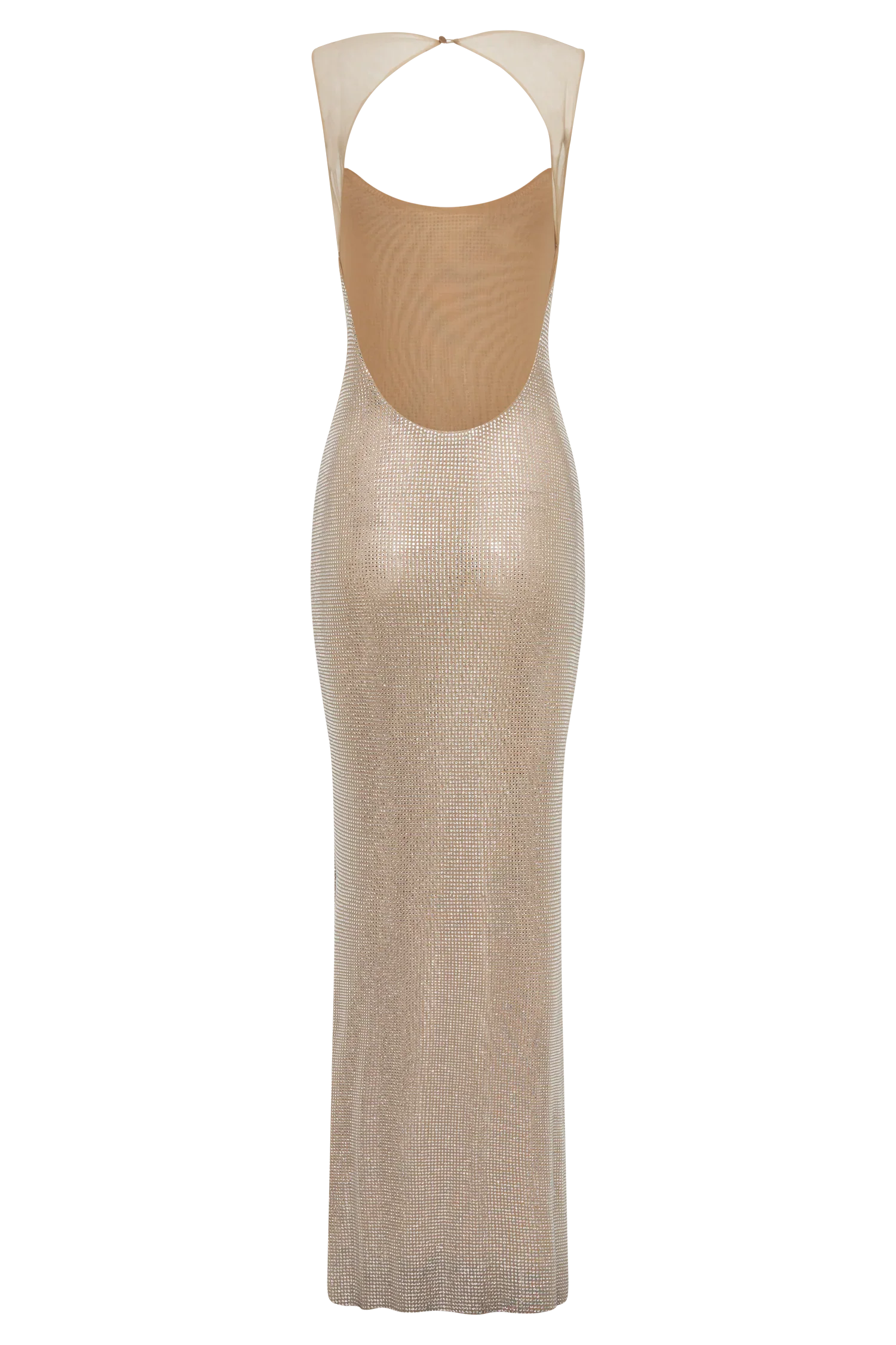 Jasmyn Hot Fix Maxi Dress With Mesh Back - Nude