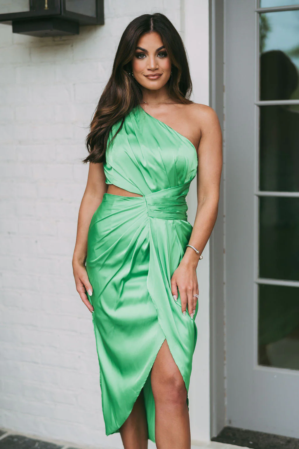 Henley One Shoulder DressGreen