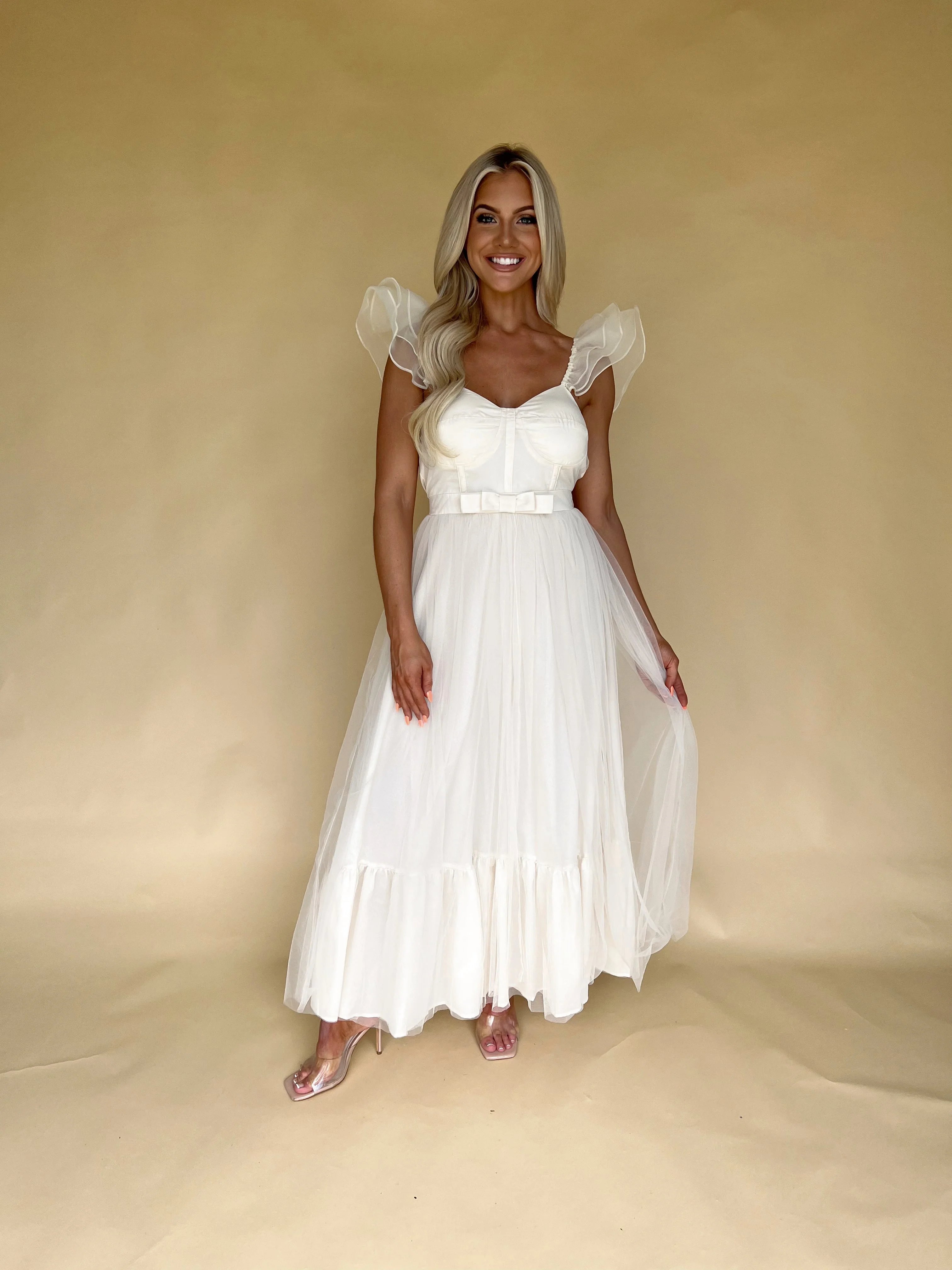 Organza Maxi Dress Cream