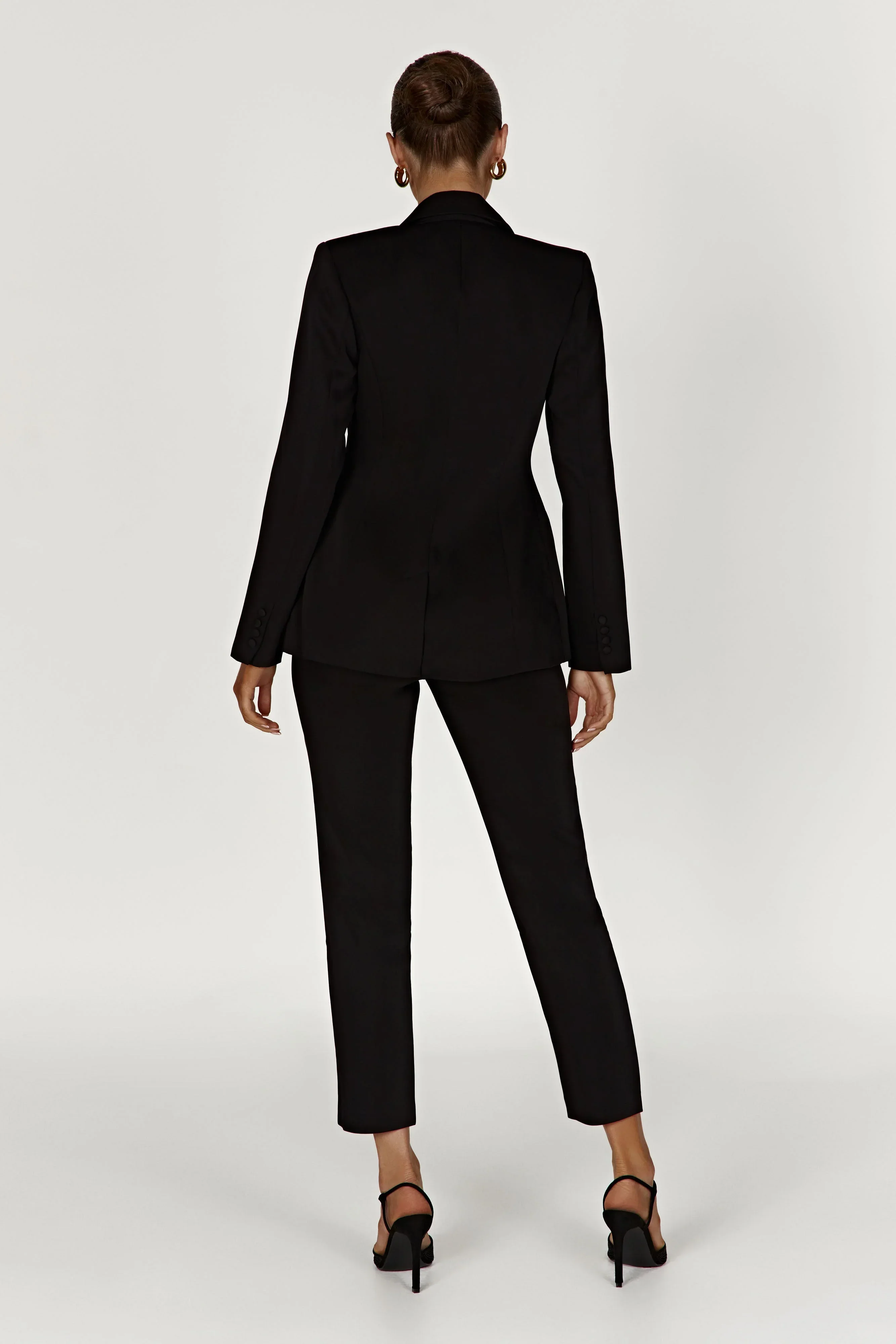 Helda Fitted Cinched Waist Blazer - Black