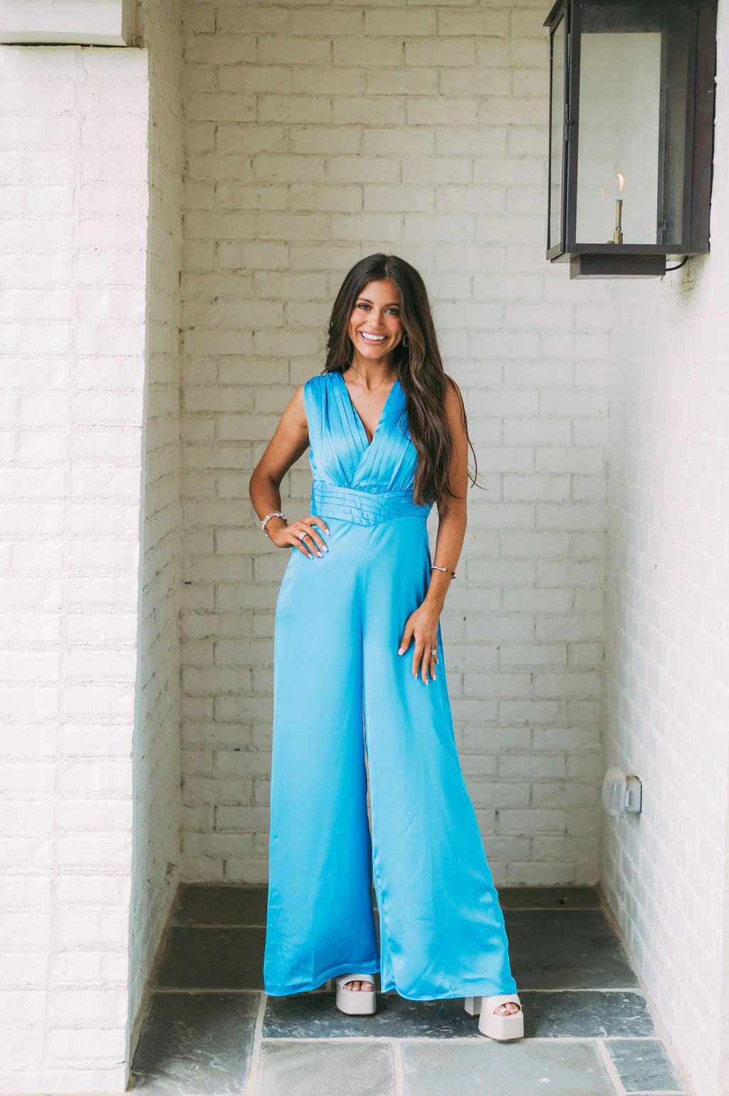 Satin V-Neck Jumpsuit