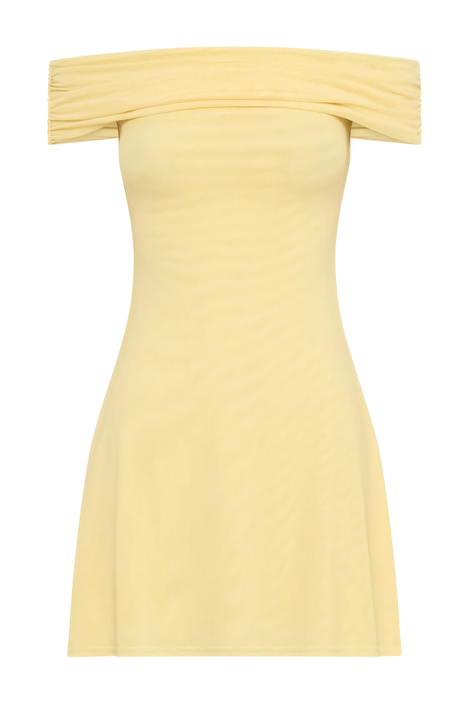 Josie Off Shoulder Mesh Mini Dress - Lemon