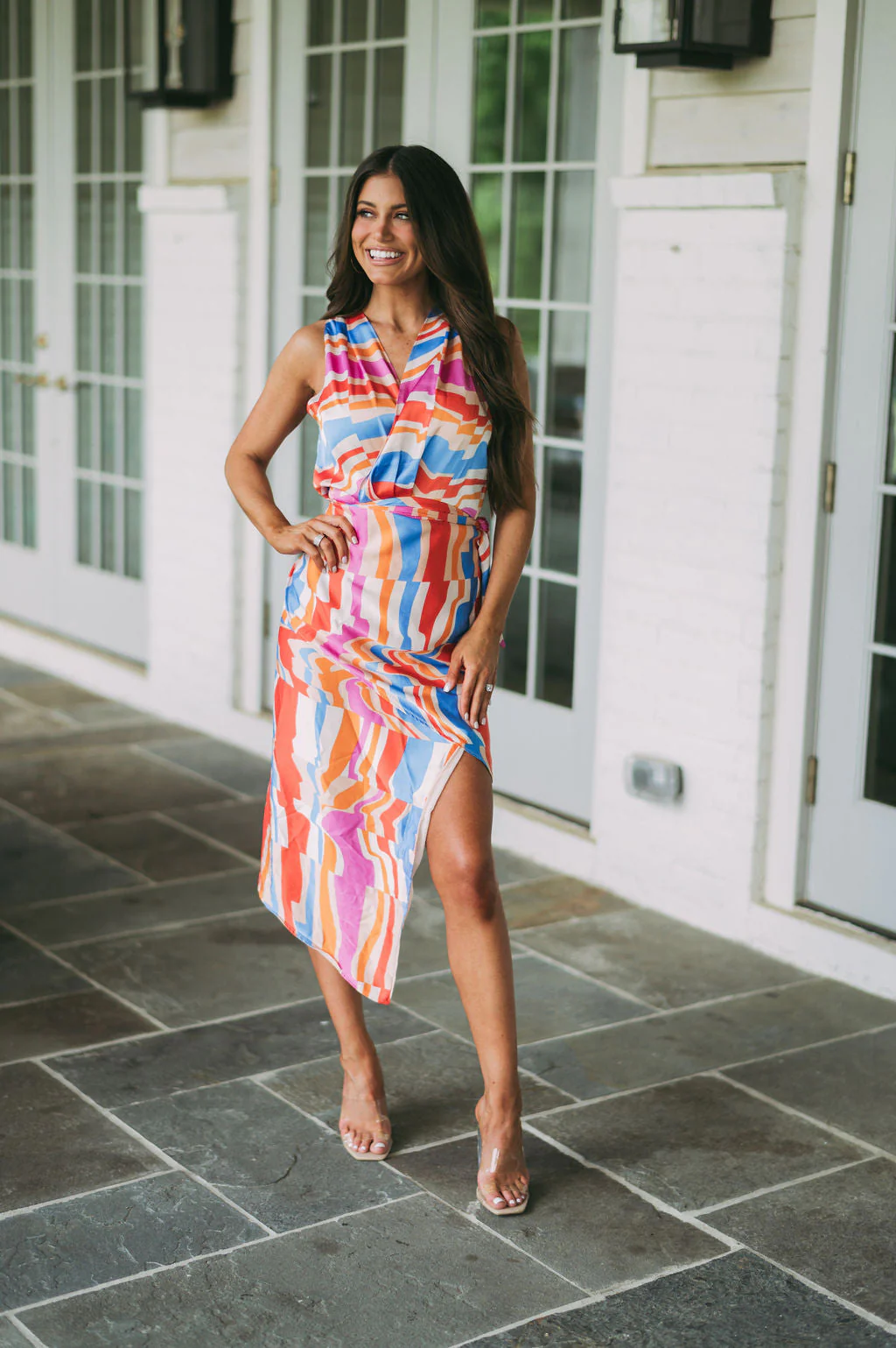 Vibrant Printed Wrap Dress