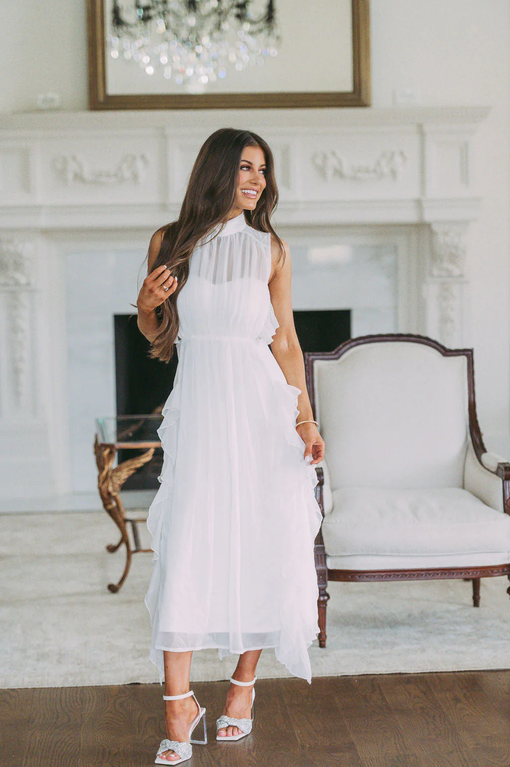 Mock Neck Layered Midi Dress