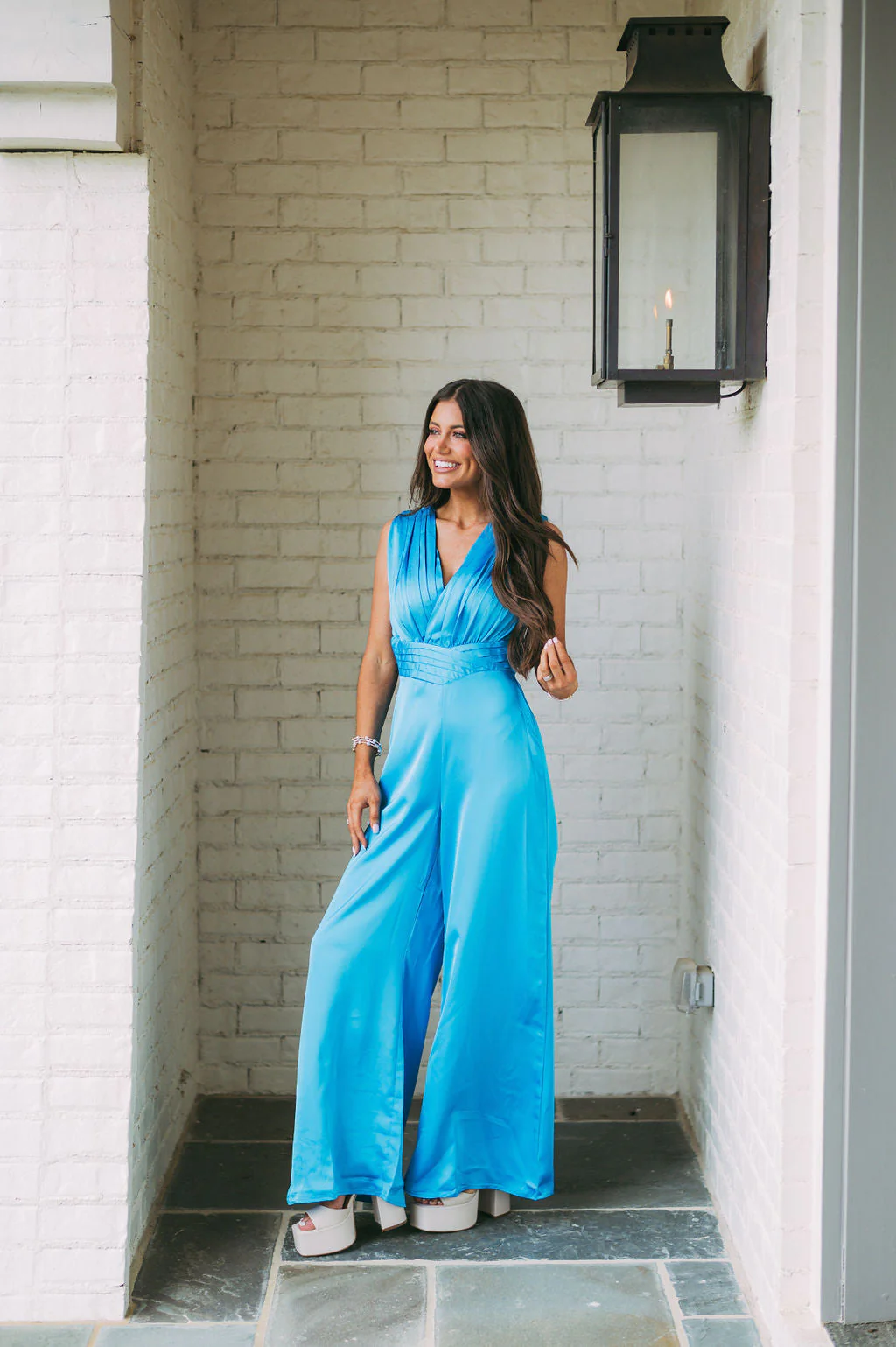 Satin V-Neck Jumpsuit