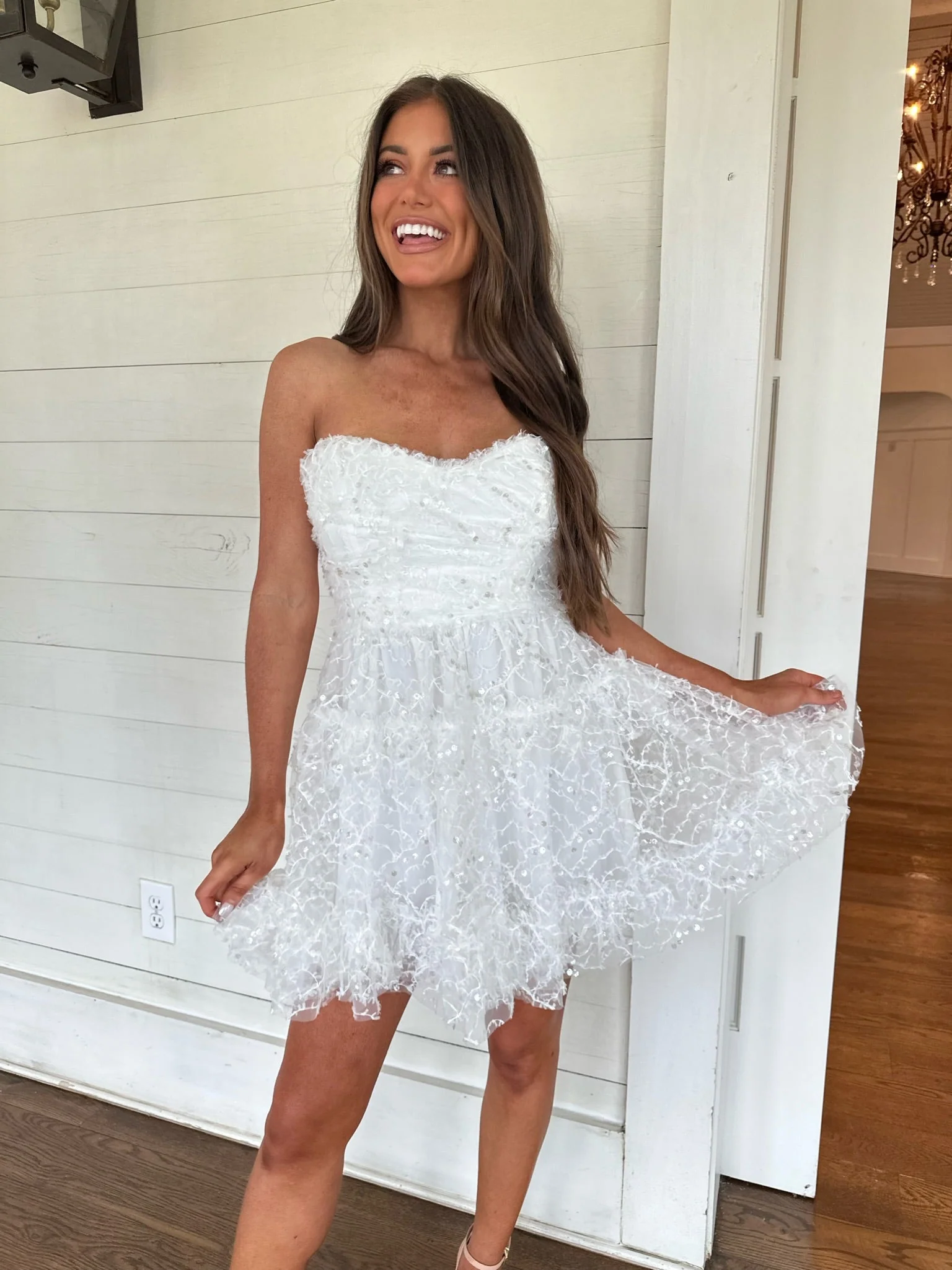 Strapless Sequin Tulle Dress