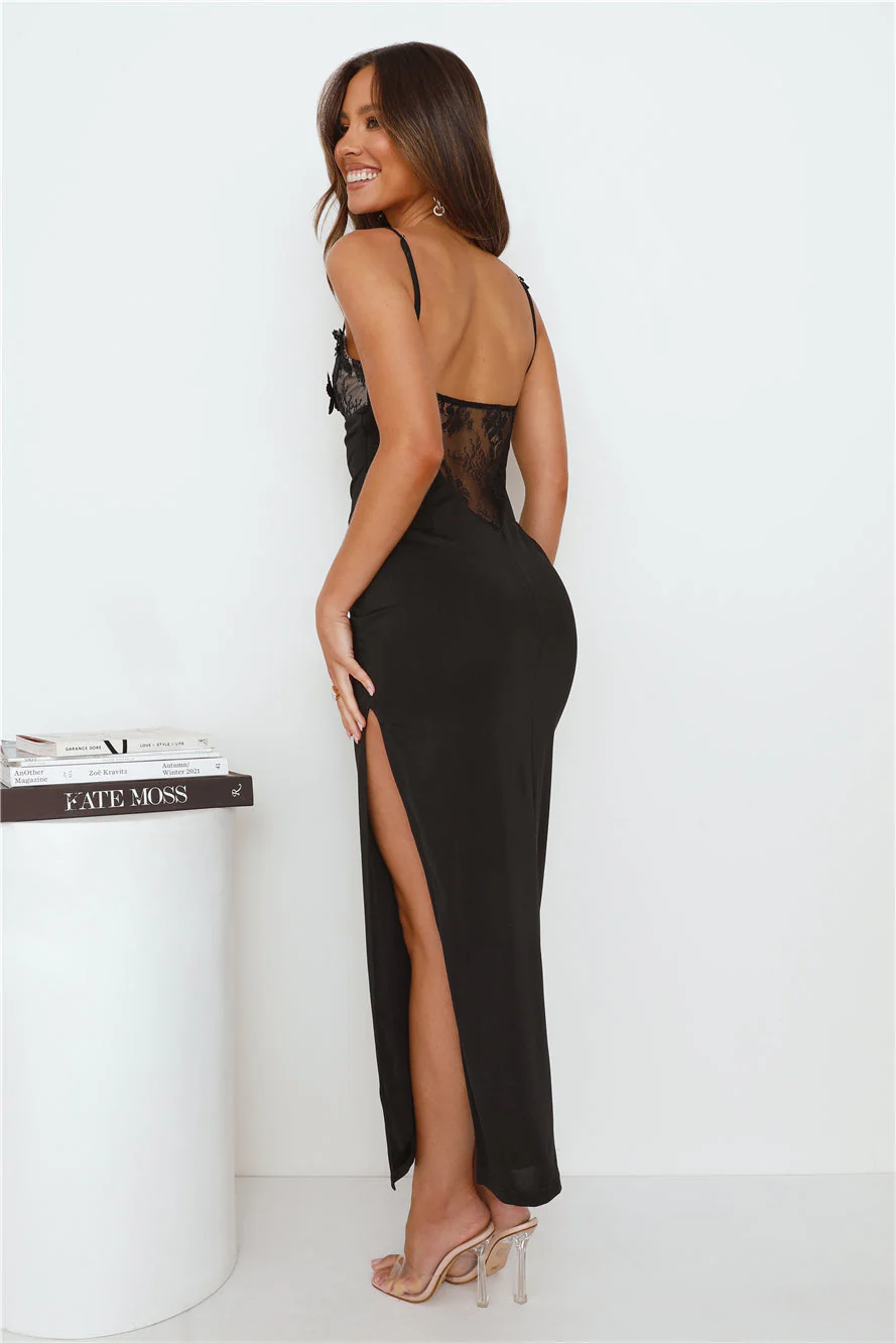Romance Found Lace Maxi Dress Black