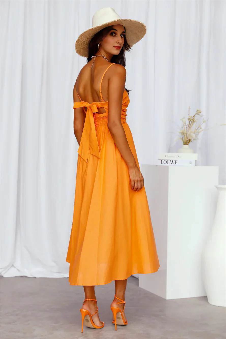 Take Me To The Sun Midi Dress Orange