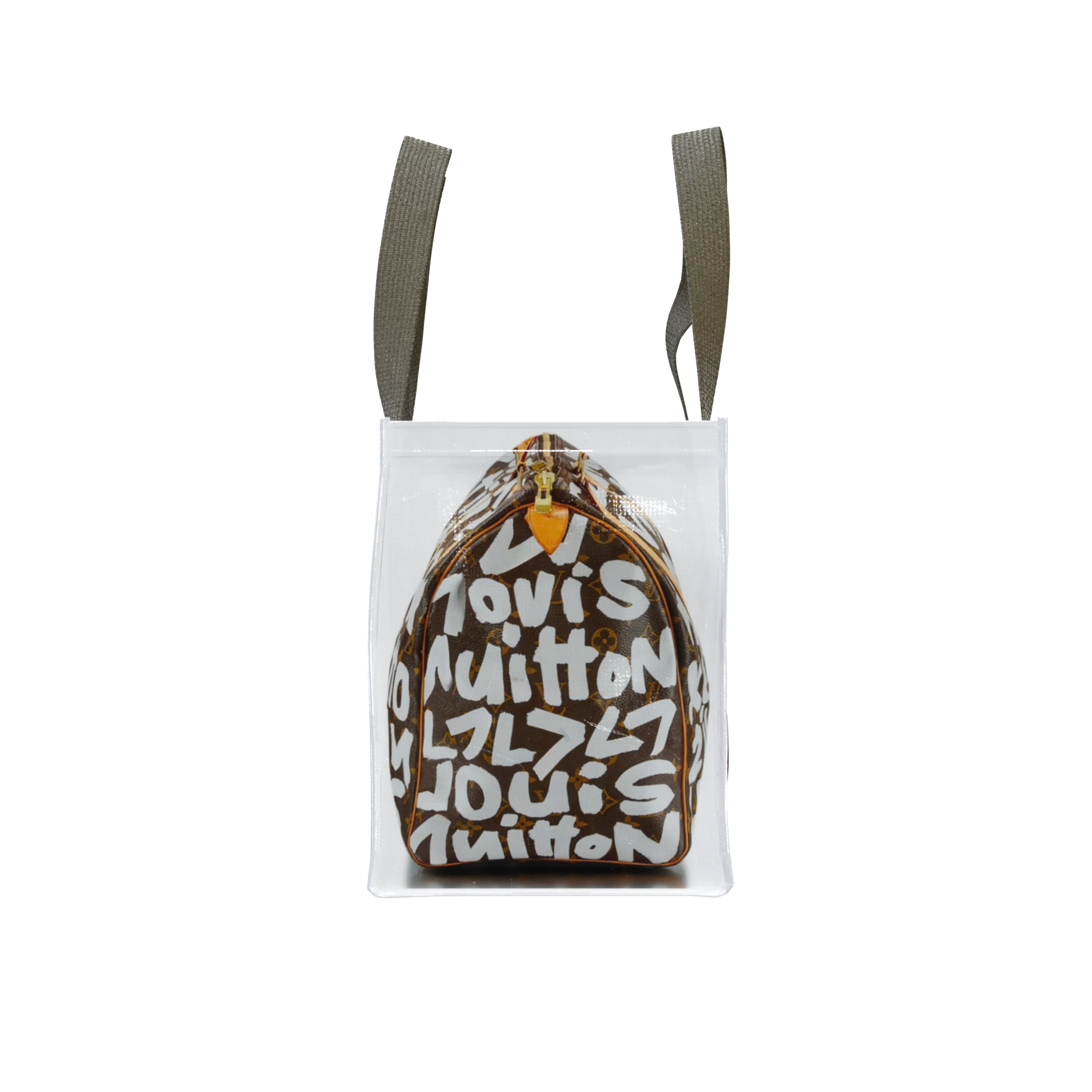 TITA ELVIE DUFFLE GROCERY BAG, BROWN CANVAS, LARGE