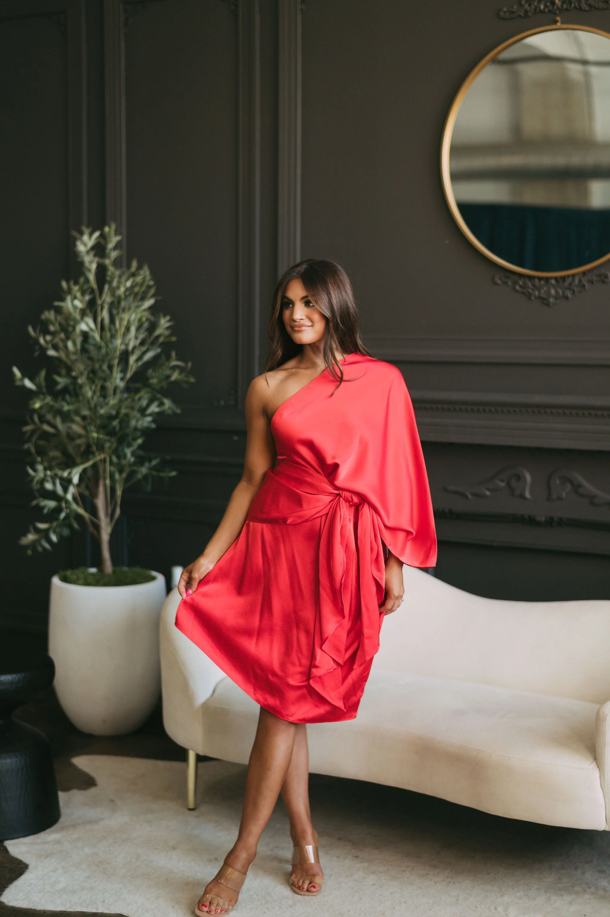 Amelia One Shoulder Dress Red
