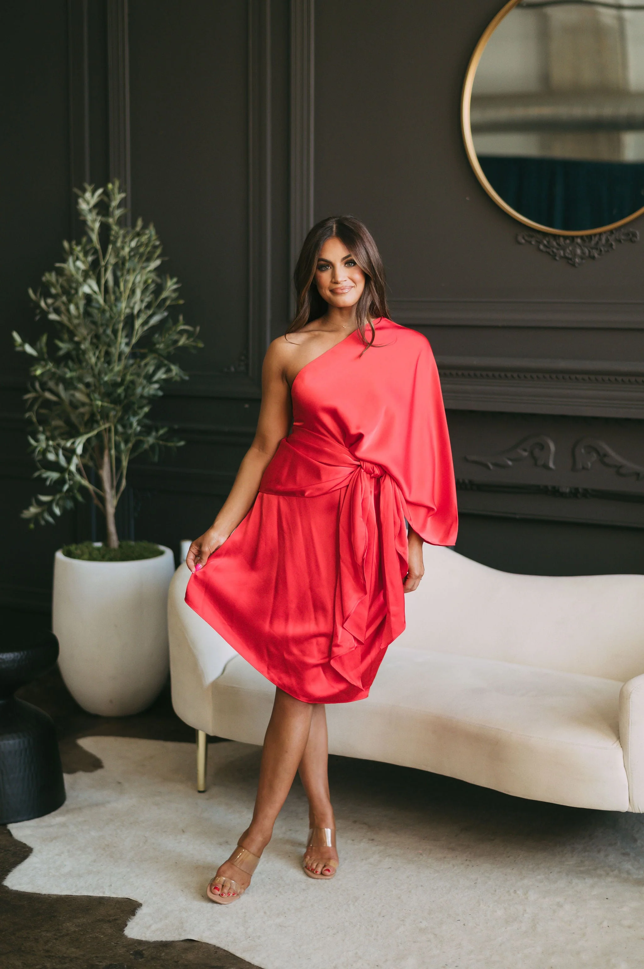 Amelia One Shoulder Dress Red