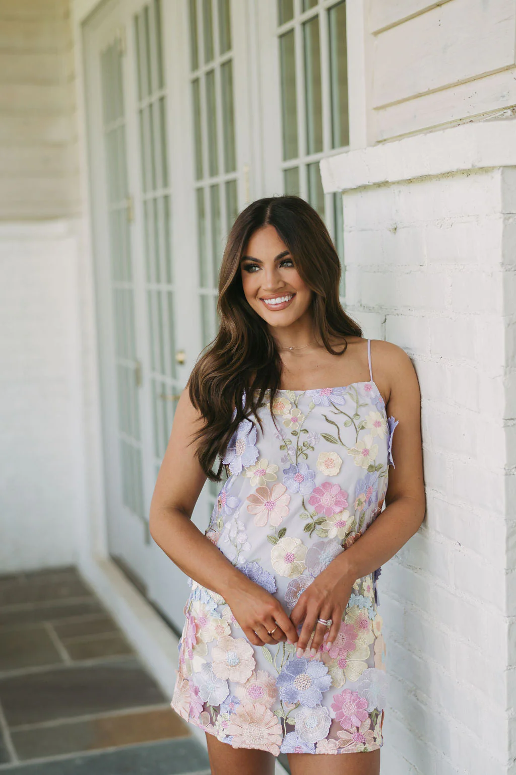 Mable Floral Applique Dress Lilac