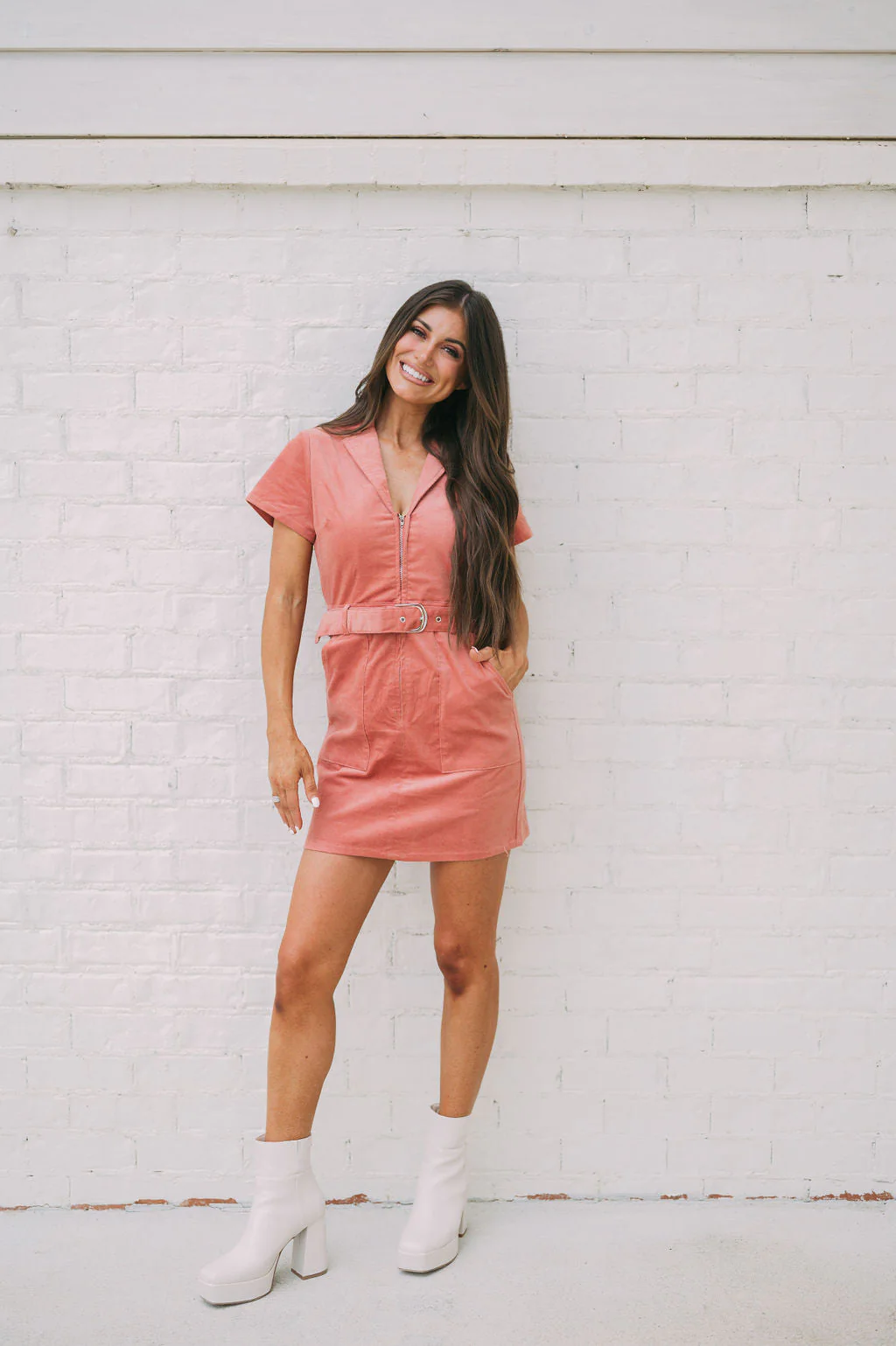 Lucy Belted Dress Marsala