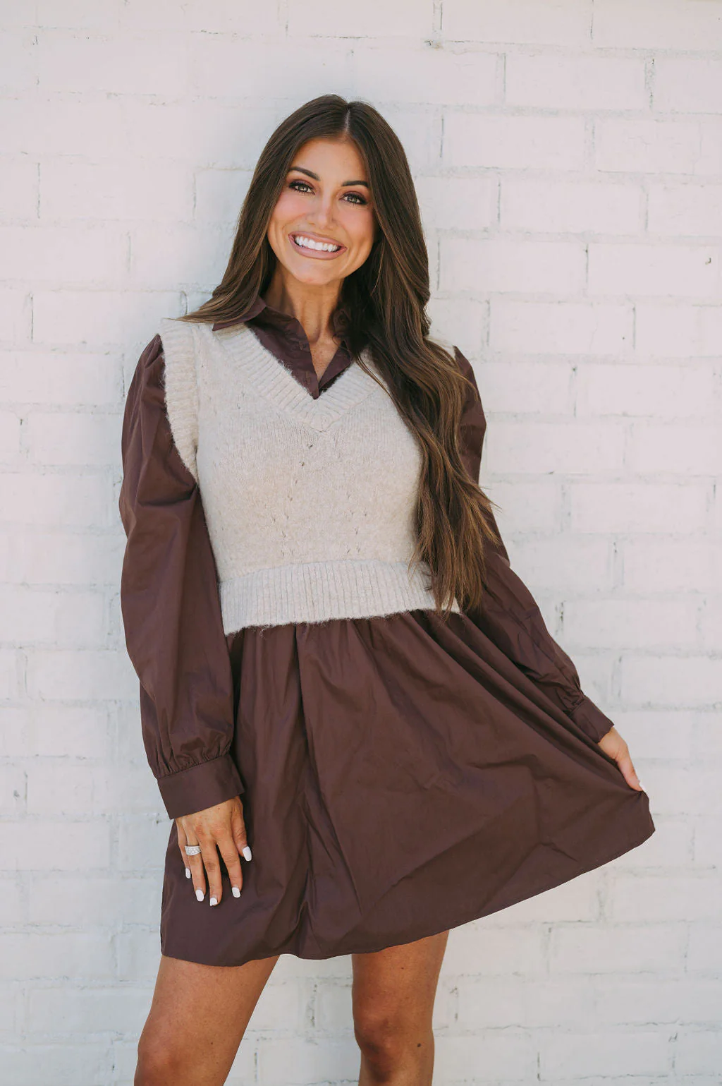 Sweater Vest Dress Chocolate